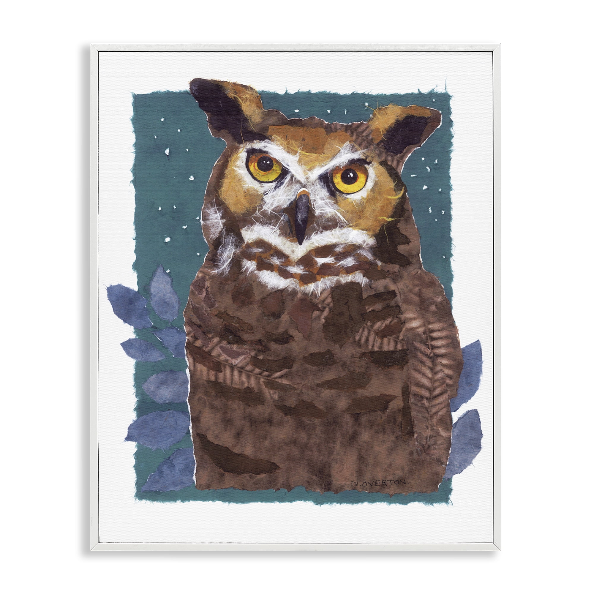 Stupell Industries Stern Owl Portrait Animals & Insects Painting White Framed Art Print Wall Art, 24 x 30