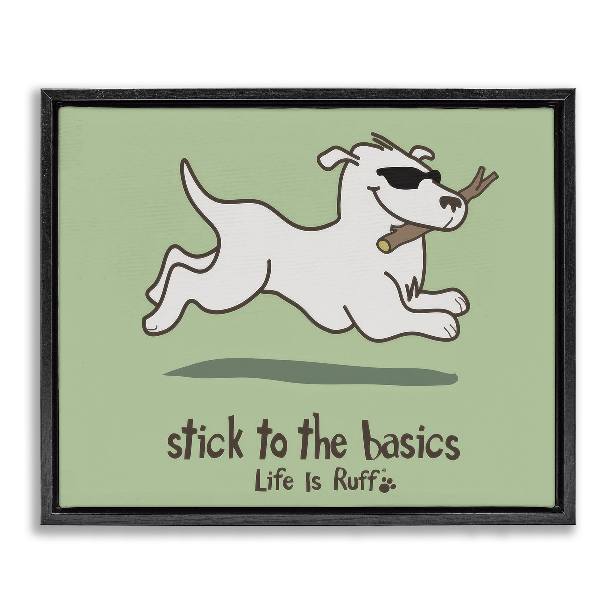 Stupell Industries Stick To Basics Dog Animals Painting Black Floater Framed Canvas Art Print Wall Art, 21 x 17