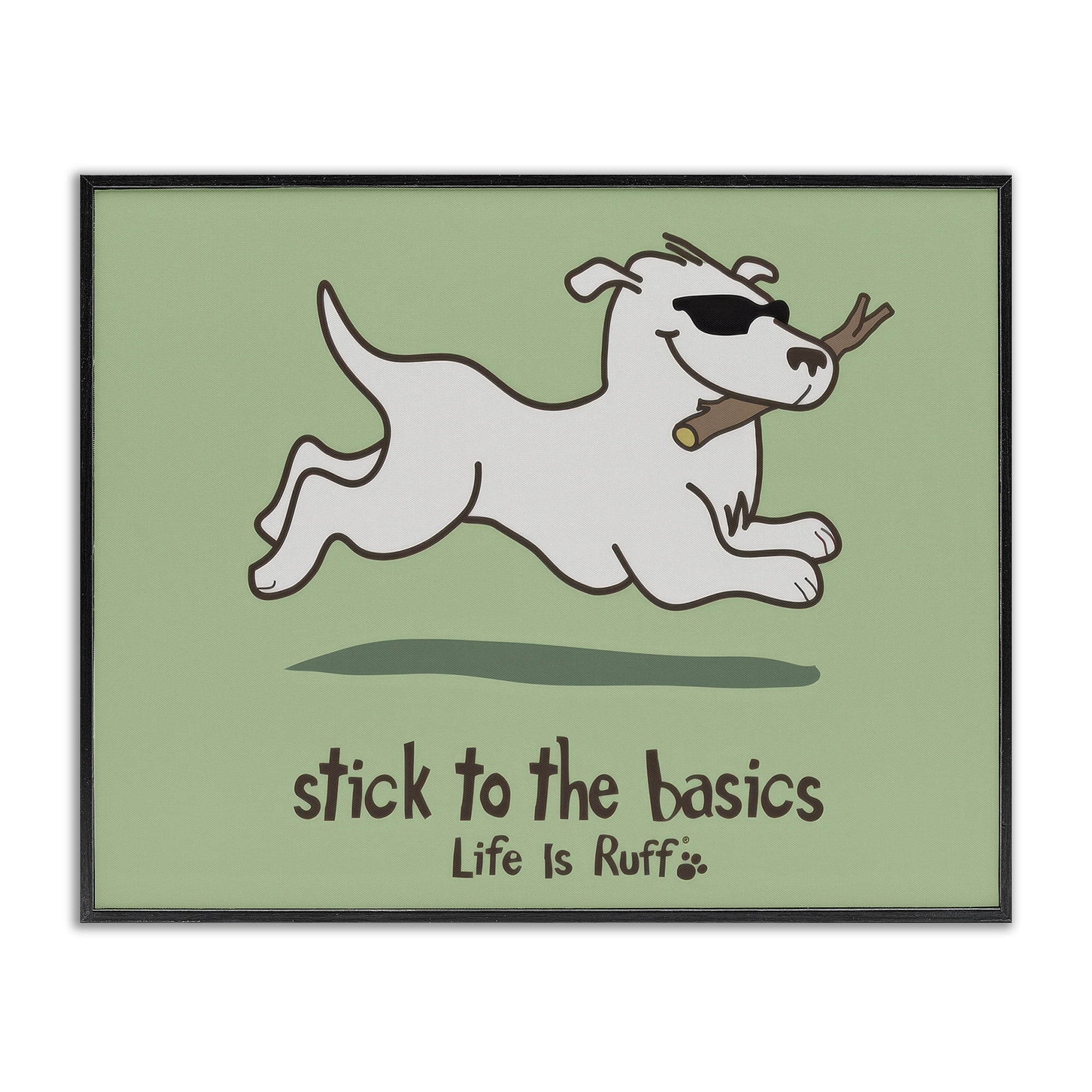 Stupell Industries Stick To Basics Dog Animals Painting Black Framed Art Print Wall Art, 20 x 16