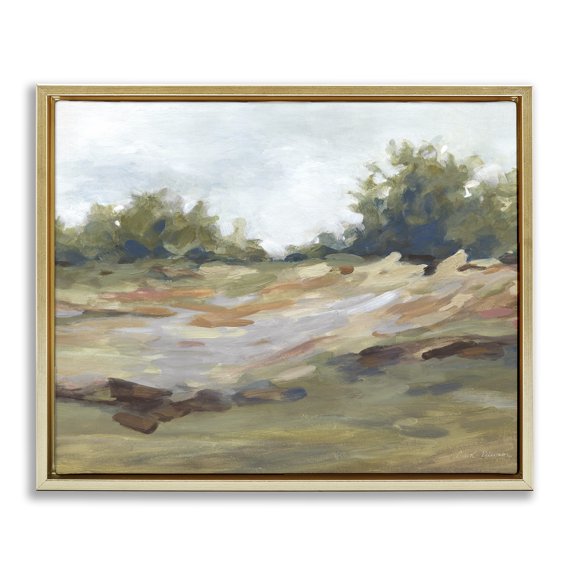 Stupell Industries Still Autumn Brushed Landscape Gold Framed Floater Canvas Wall Art design by Carol Robinson, 17 x 21