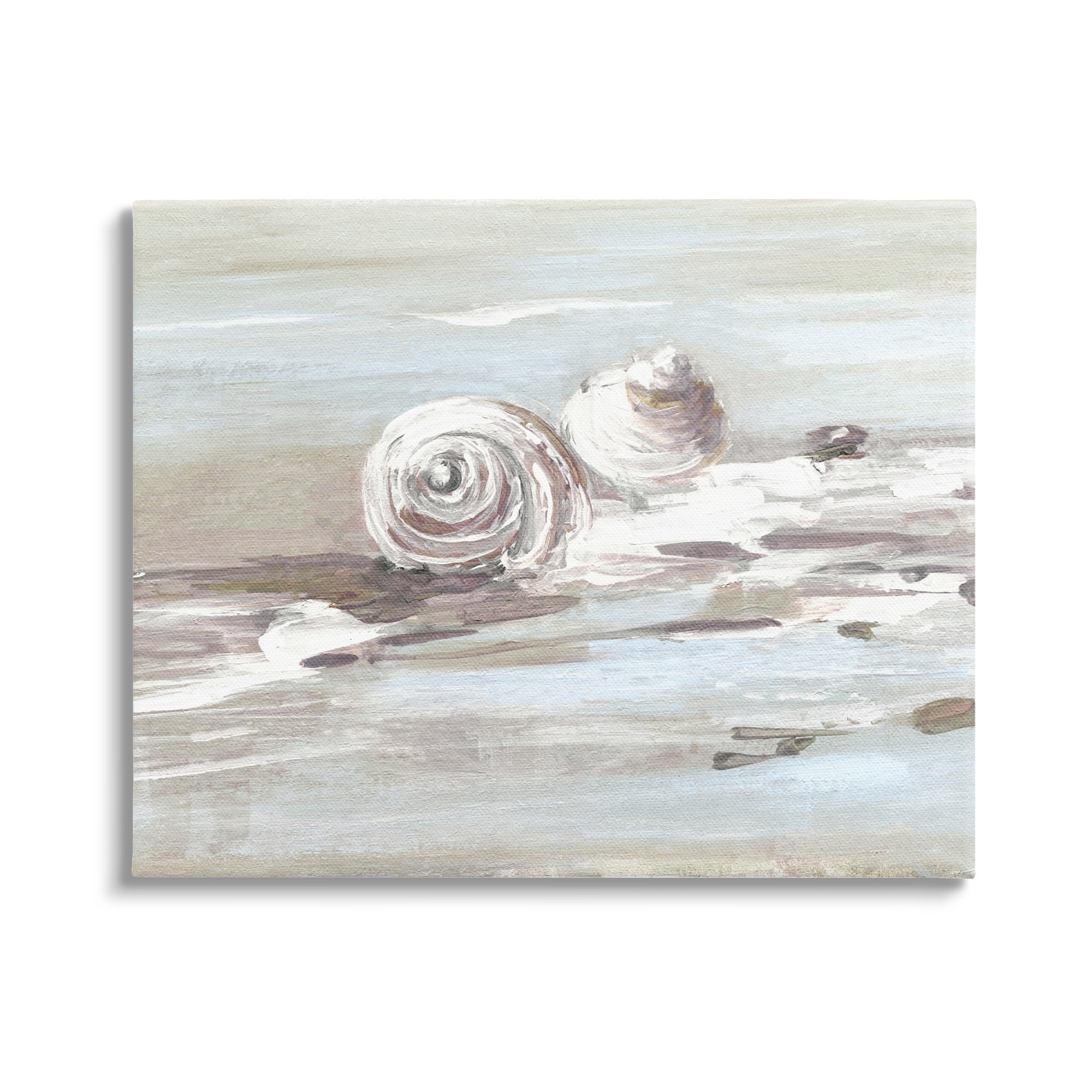 Stupell Industries Still Beach Seashells Brushed Bubbly Shallow Water Waves,20 x 16, Design by Sally Swatland