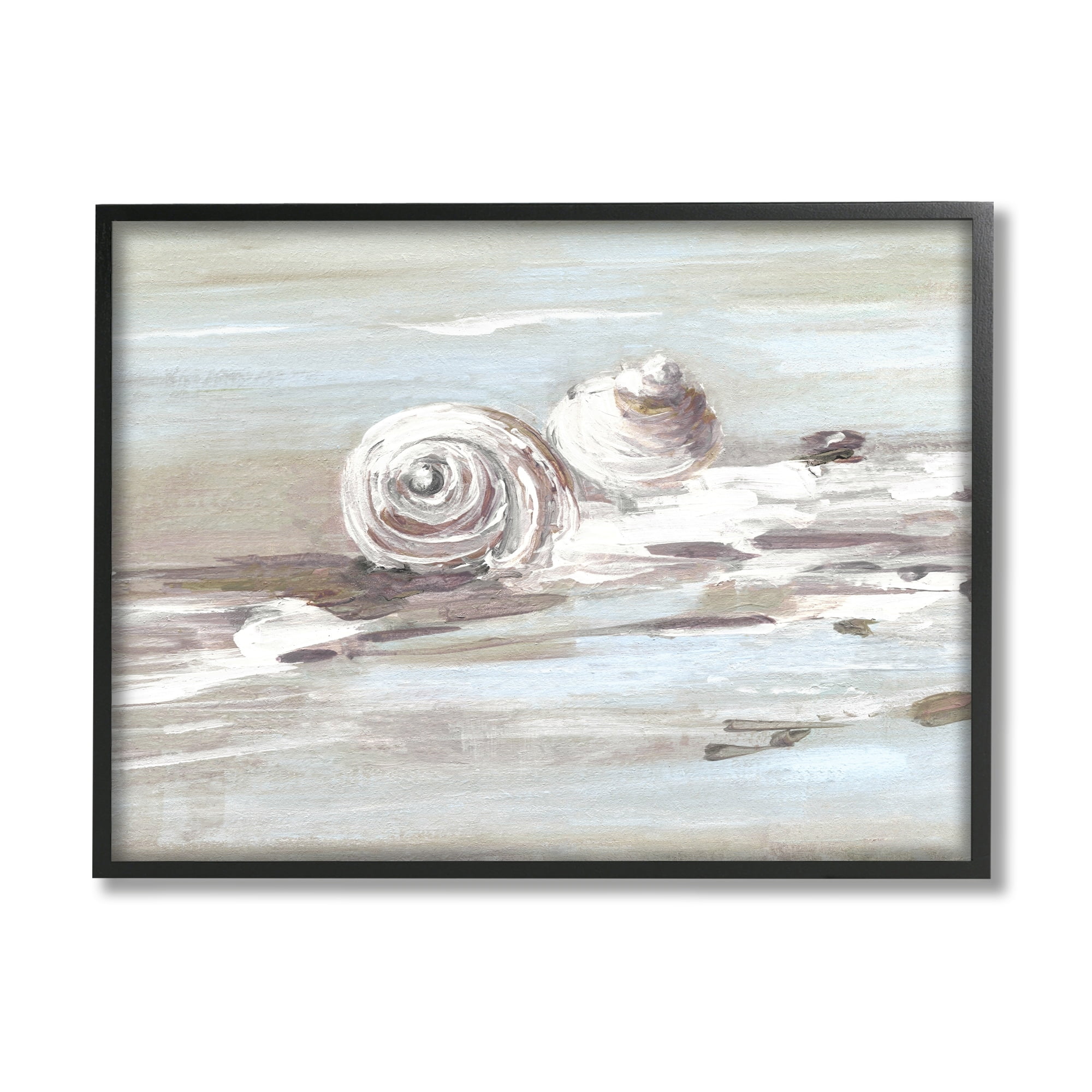 Stupell Industries Still Beach Seashells Brushed Bubbly Shallow Water Waves,30 x 24, Design by Sally Swatland