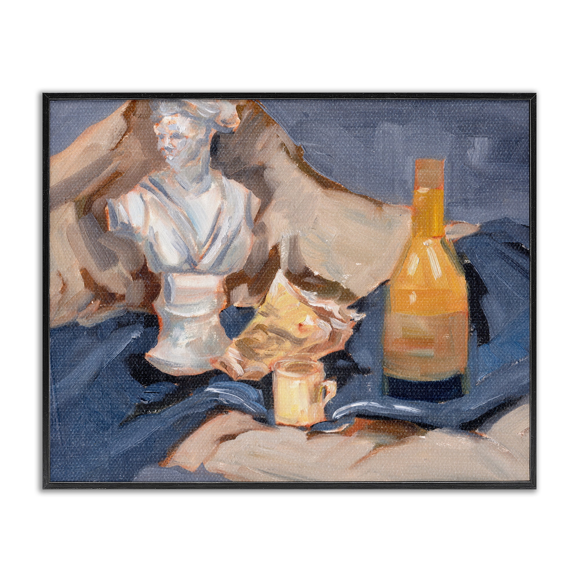 Stupell Industries Still Life on Blanket History & Language Painting Black Framed Art Print Wall Art, 14 x 11