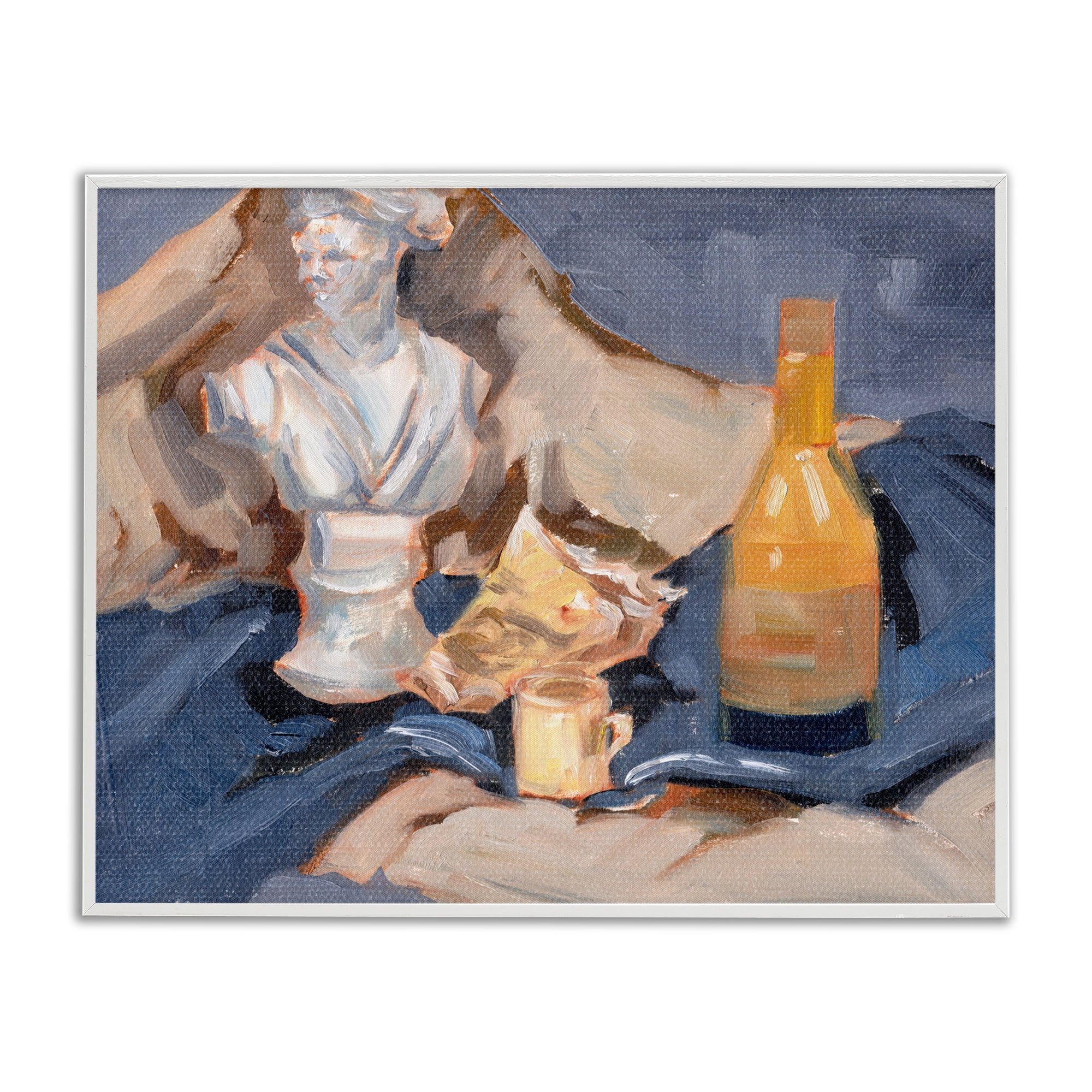 Stupell Industries Still Life on Blanket History & Language Painting White Framed Art Print Wall Art, 30 x 24