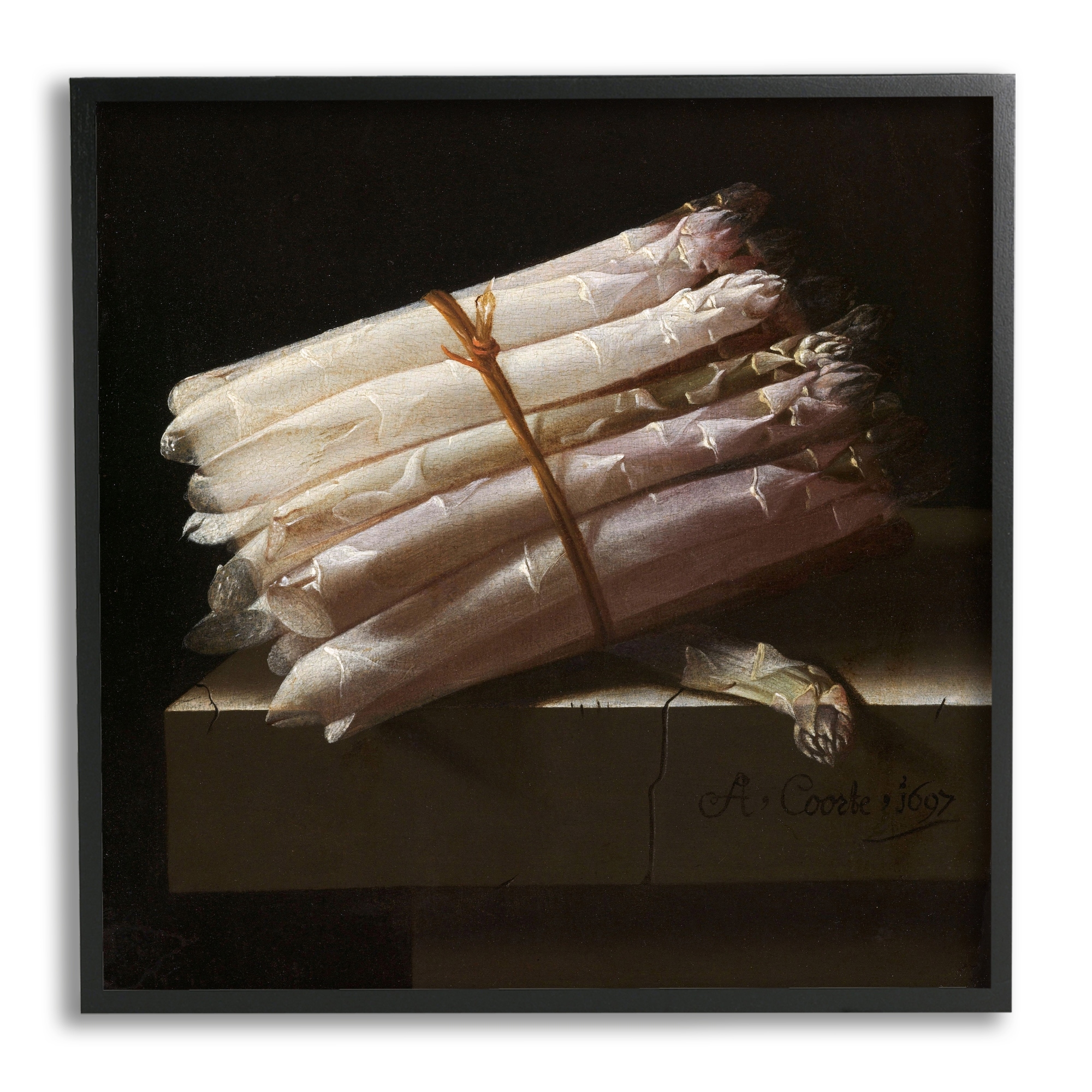 Stupell Industries Still Life with Asparagus Adriaen Coorte Classical Painting Painting Black Framed Art Print Wall Art, Design by one1000paintings