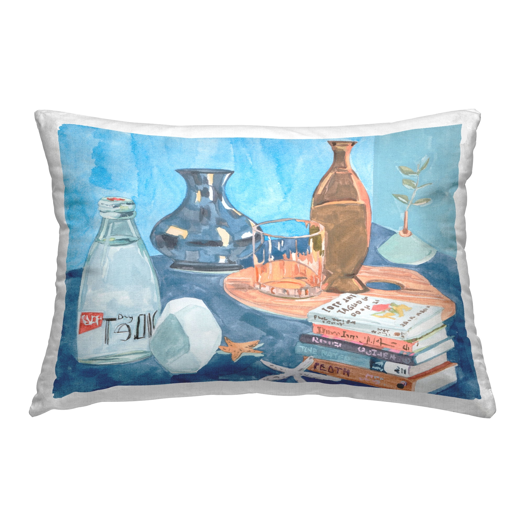 Stupell Industries Still Life with Book Stack Decorative Printed Throw Pillow Design by Melissa Wang .