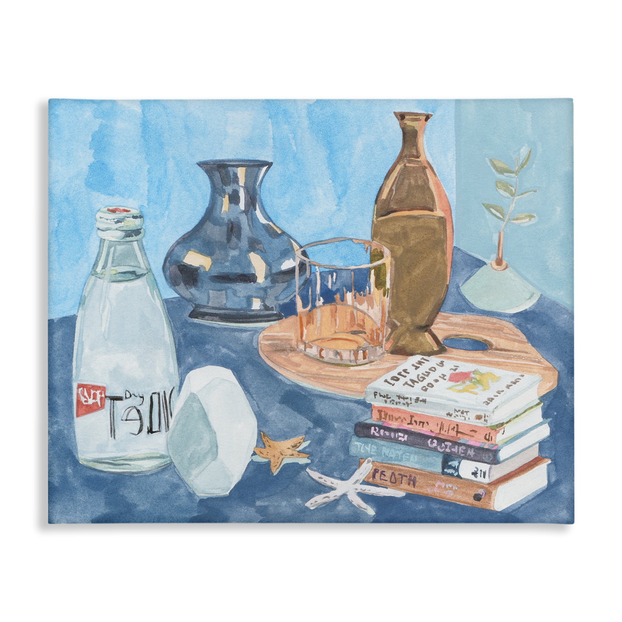 Stupell Industries Still Life with Book Stack Education Painting Wrapped Canvas Art Print Wall Art, 30 x 24