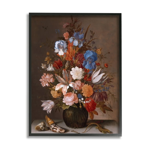 Stupell Industries Still Life with Flowers Balthasar van der Ast Painting Painting Black Framed Art Print Wall Art, Design by one1000paintings