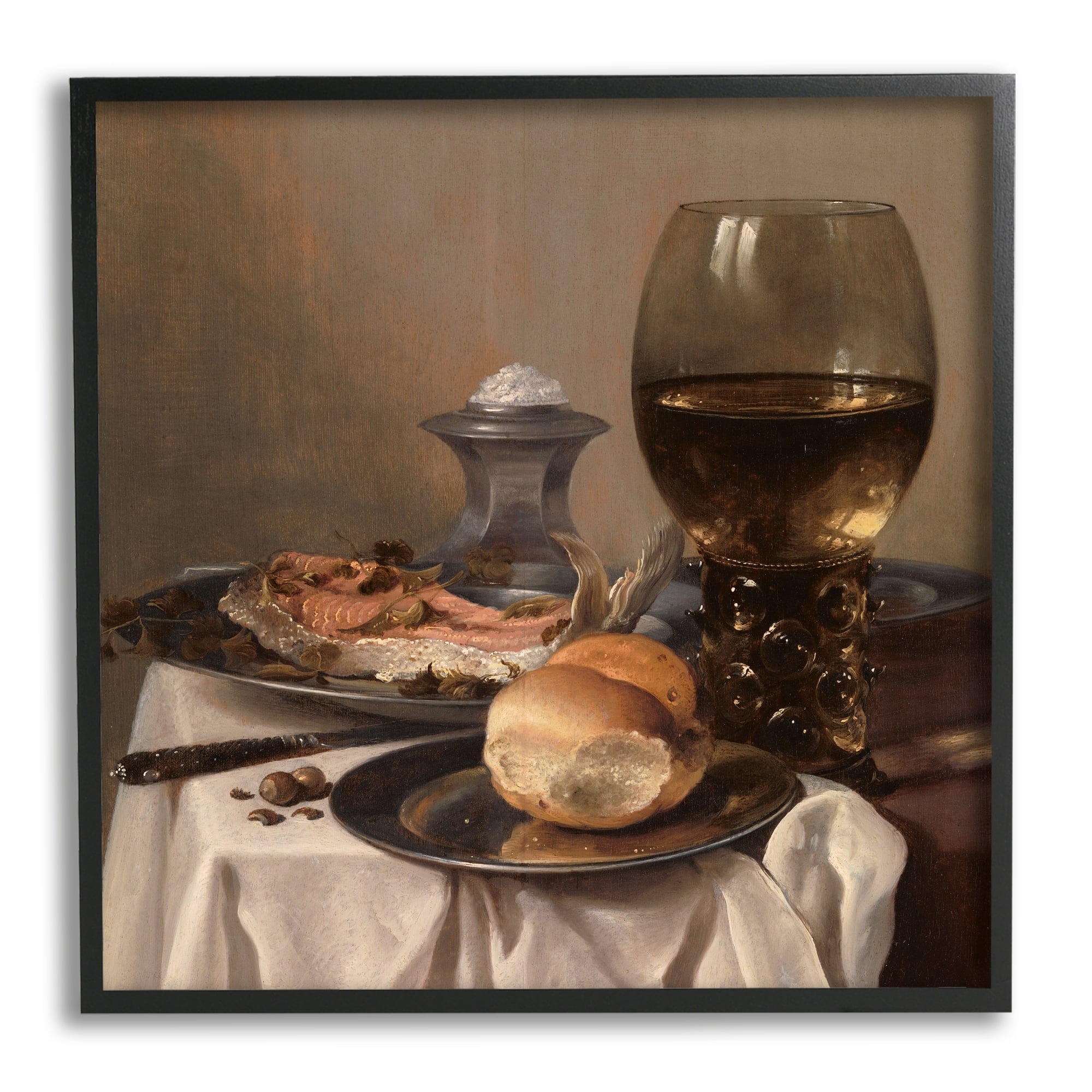 Stupell Industries Still Life with Salt Pieter Claesz Classical Painting Painting Black Framed Art Print Wall Art, Design by one1000paintings