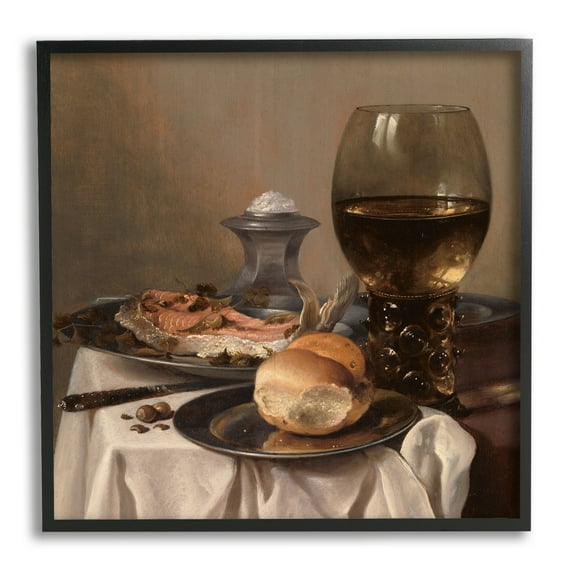 Stupell Industries Still Life with Salt Pieter Claesz Classical Painting Painting Black Framed Art Print Wall Art, Design by one1000paintings