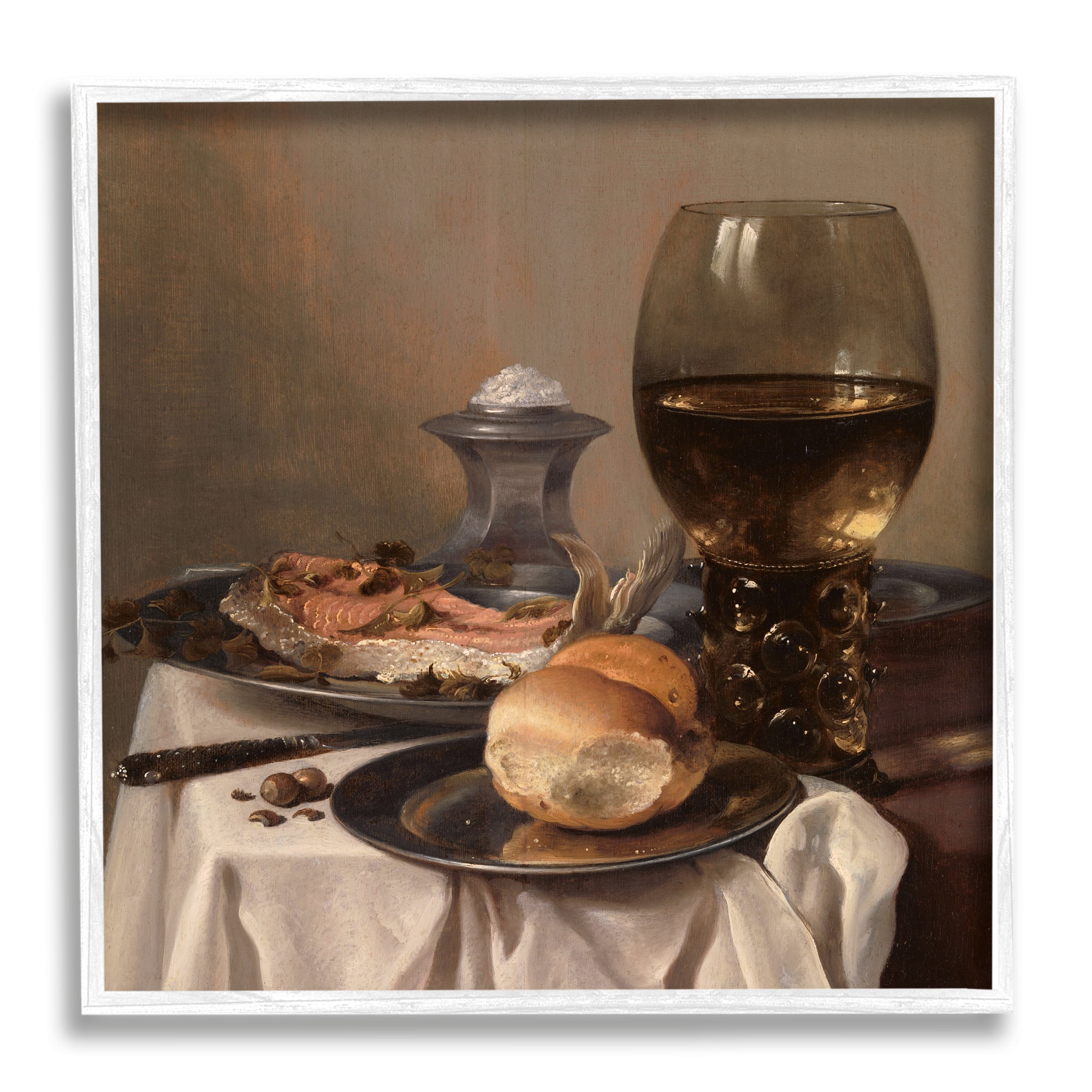 Stupell Industries Still Life with Salt Pieter Claesz Classical Painting Painting White Framed Art Print Wall Art, Design by one1000paintings