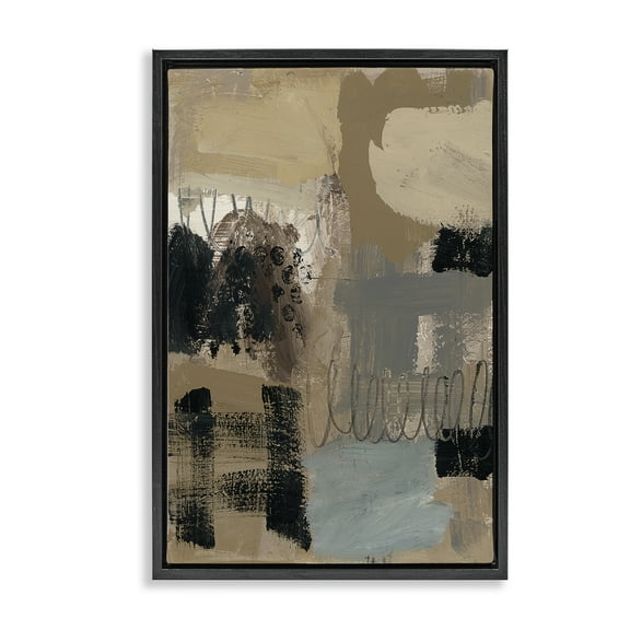 Stupell Industries Still Making Time Abstraction Black Framed Floater Canvas Wall Art design by Brent Baker, 25 x 17
