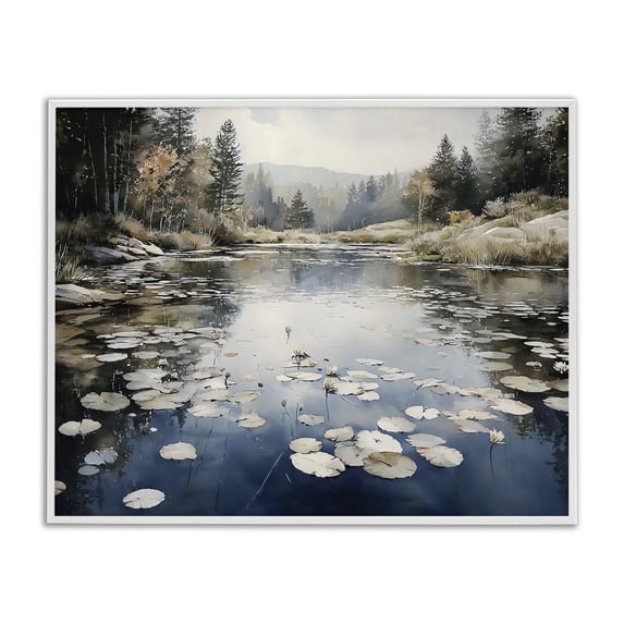 Stupell Industries Coastal Still Pond with Morning Reflections White Framed Giclee Art, 30 x 24, by Franklyn Gregory