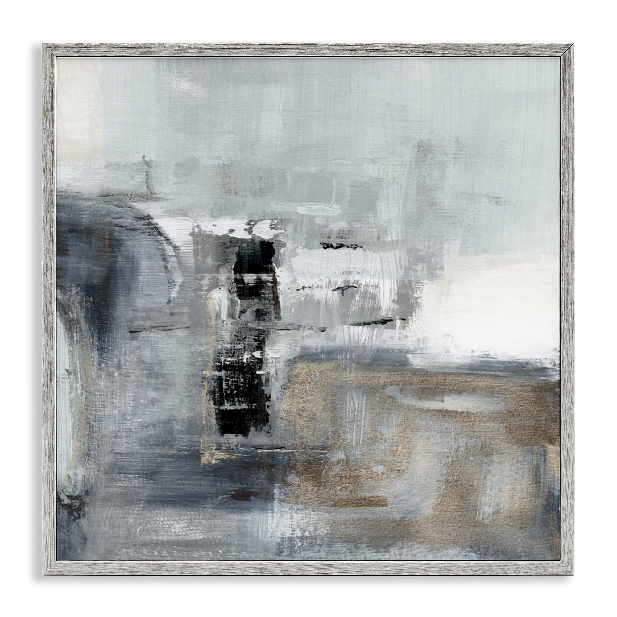 Stupell Industries Still Waters Monochrome Abstraction Gray Framed Giclee Art, design by Susan Jill