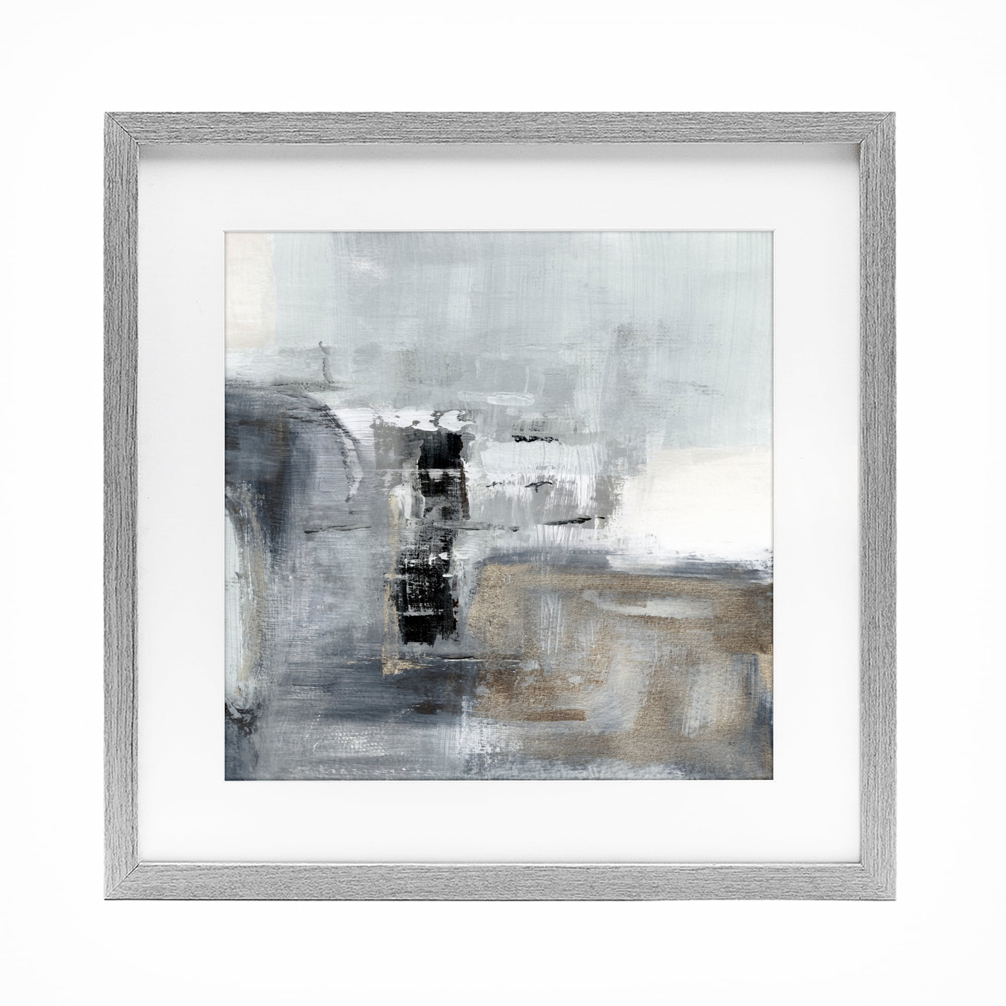 Stupell Industries Still Waters Monochrome Abstraction Gray Framed Print Under Glass, design by Susan Jill