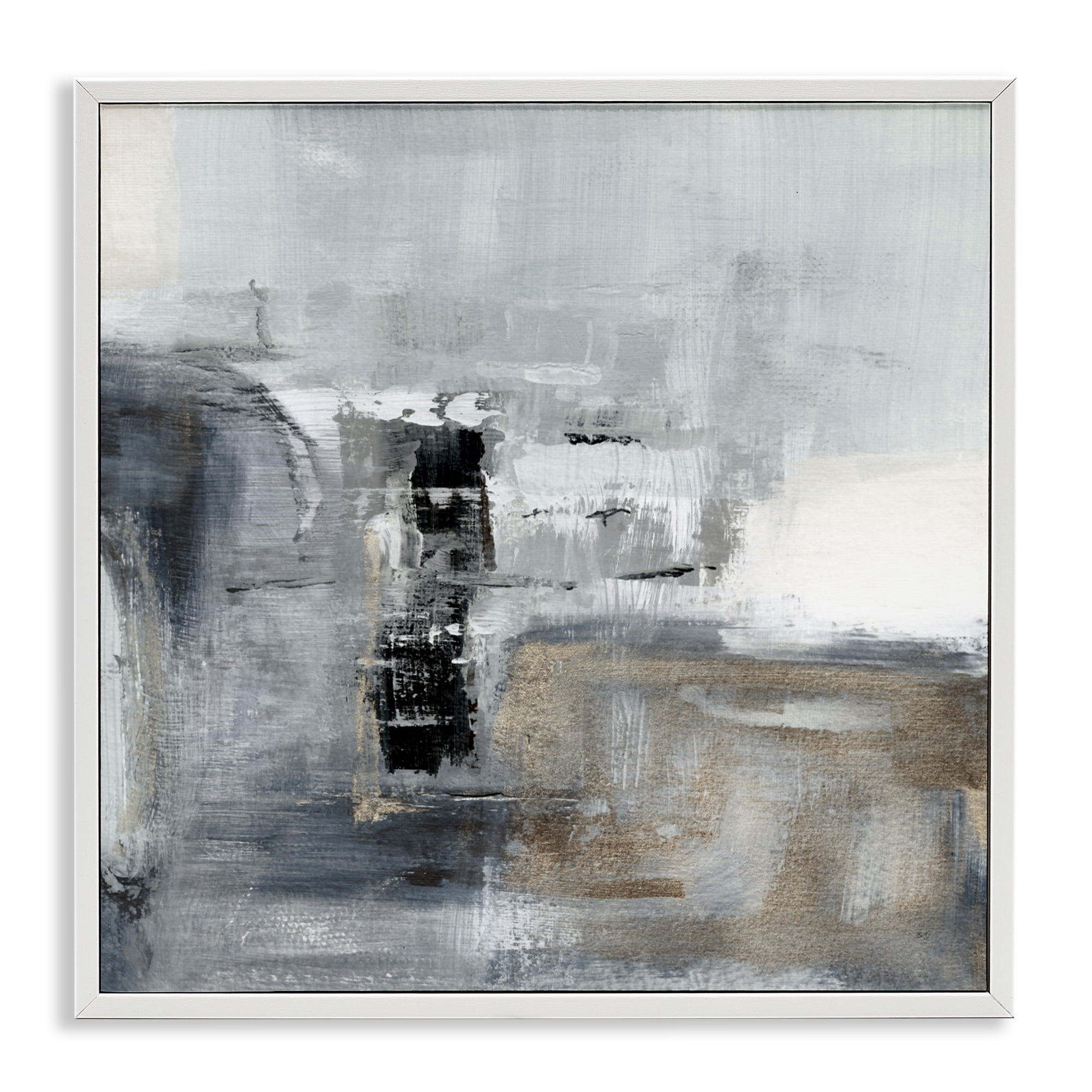 Stupell Industries Still Waters Monochrome Abstraction White Framed Giclee Art, design by Susan Jill