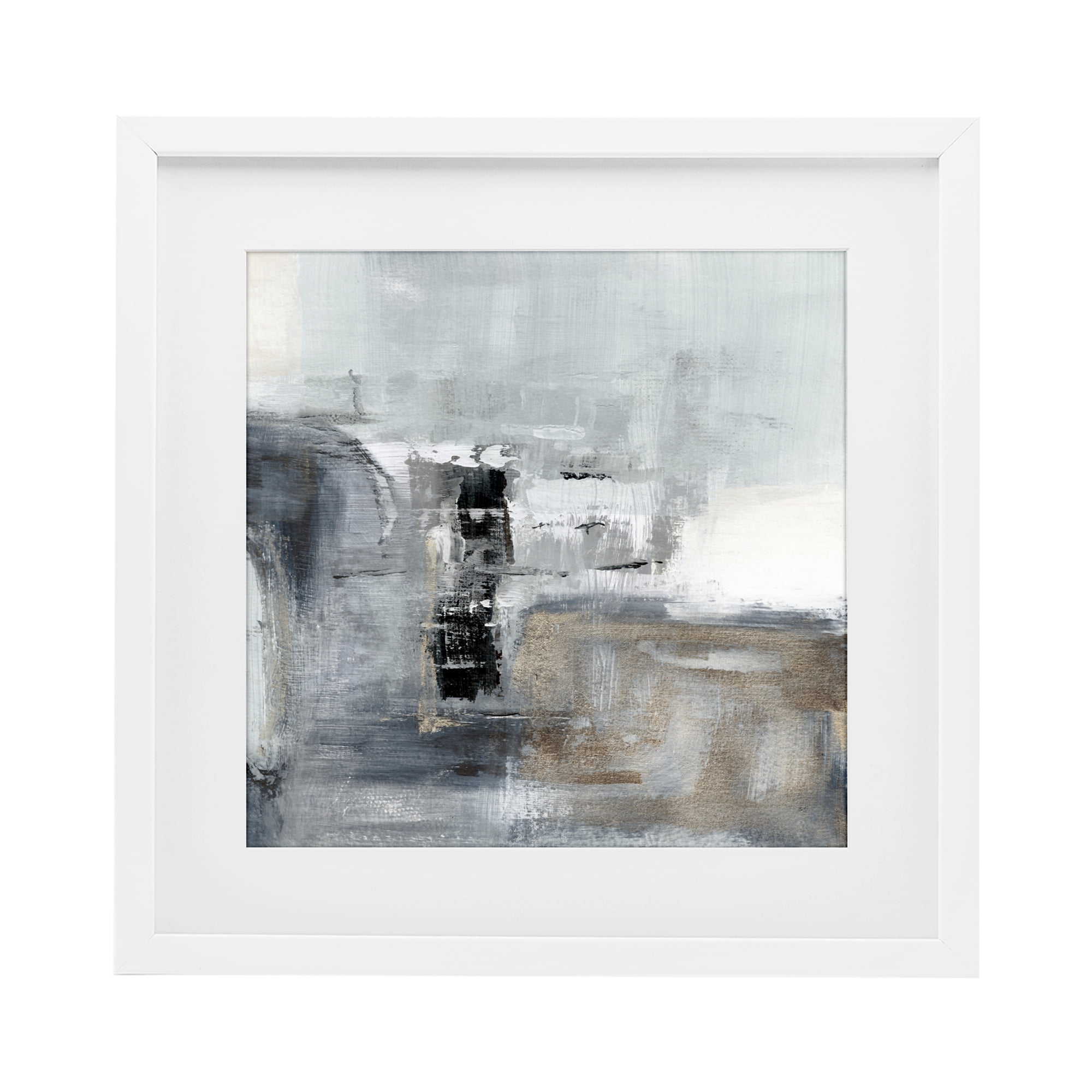 Stupell Industries Still Waters Monochrome Abstraction White Framed Print Under Glass, design by Susan Jill
