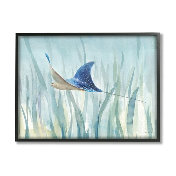 Stupell Industries Stingray Aquatic Animal Ocean Blue Spotted Sea Creature, 30 x 24, Design by Danhui Nai