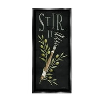 Stupell Industries Stir It Vintage Kitchen Food & Beverage Painting Black Floater Framed Canvas Art Print Wall Art, 11 x 25