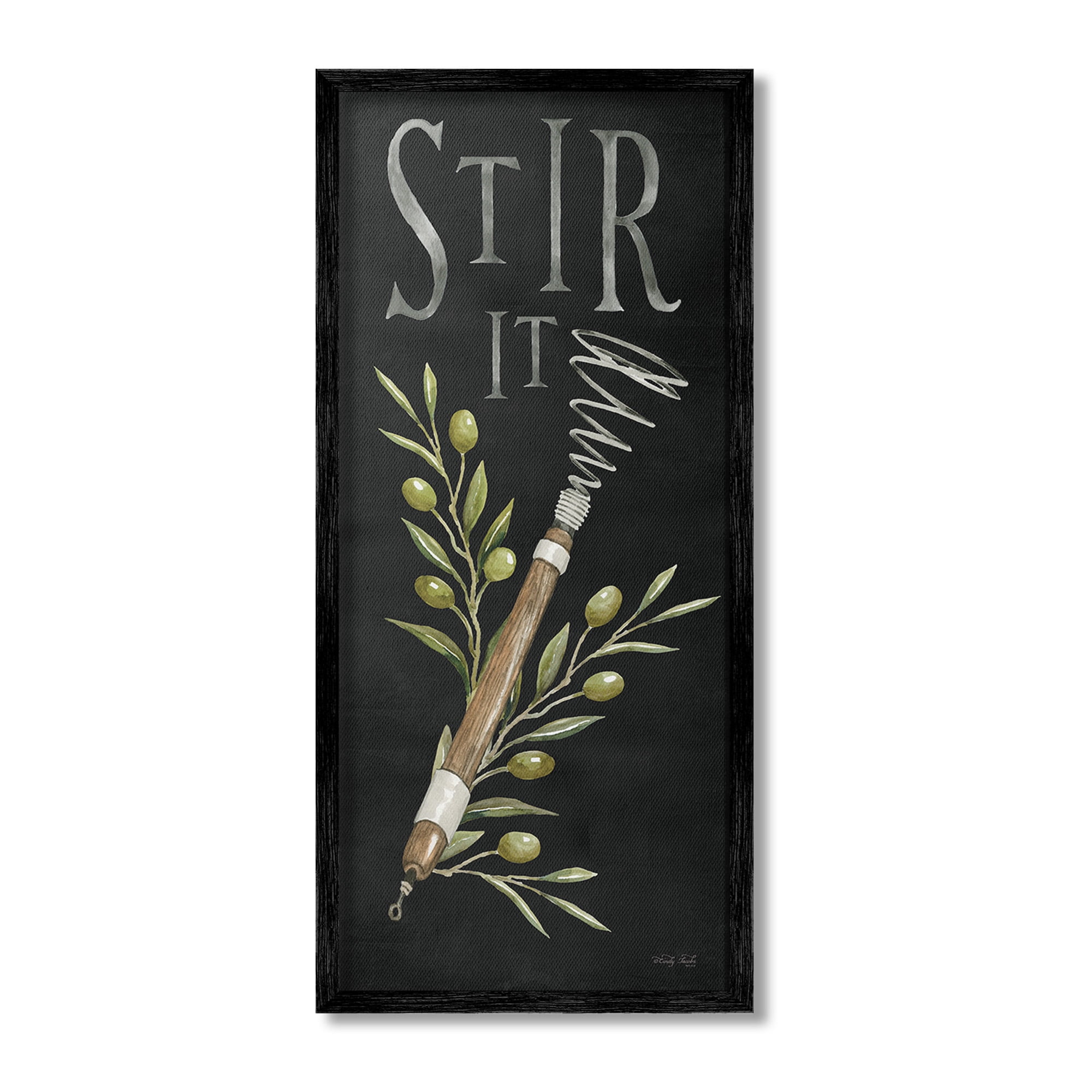 Stupell Industries Stir It Vintage Kitchen Food & Beverage Painting Black Framed Art Print Wall Art, 13 x 30