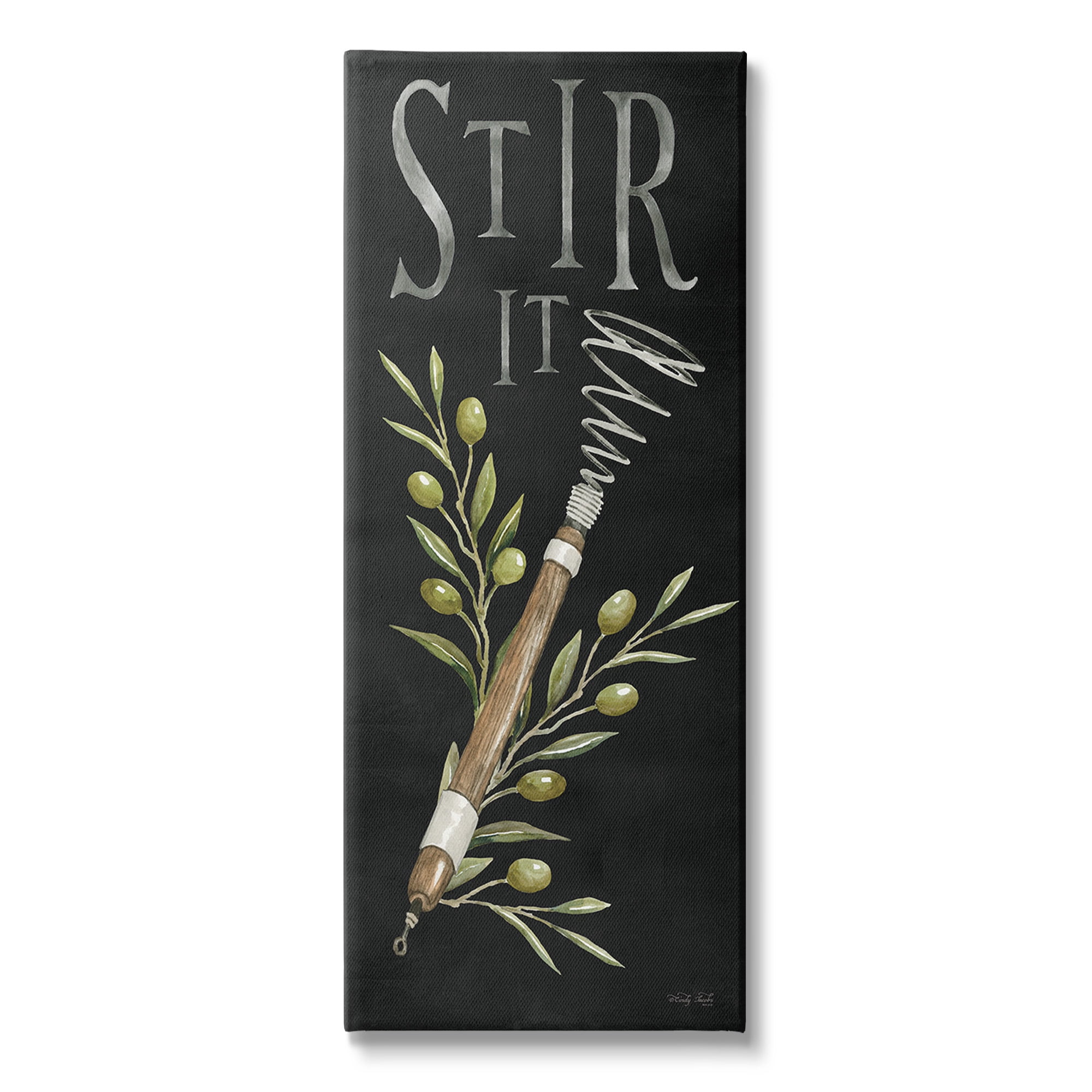 Stupell Industries Stir It Vintage Kitchen Food & Beverage Painting Gallery Wrapped Canvas Art Print Wall Art, 10 x 24