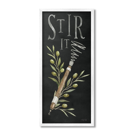 Stupell Industries Stir It Vintage Kitchen Food & Beverage Painting White Framed Art Print Wall Art, 13 x 30