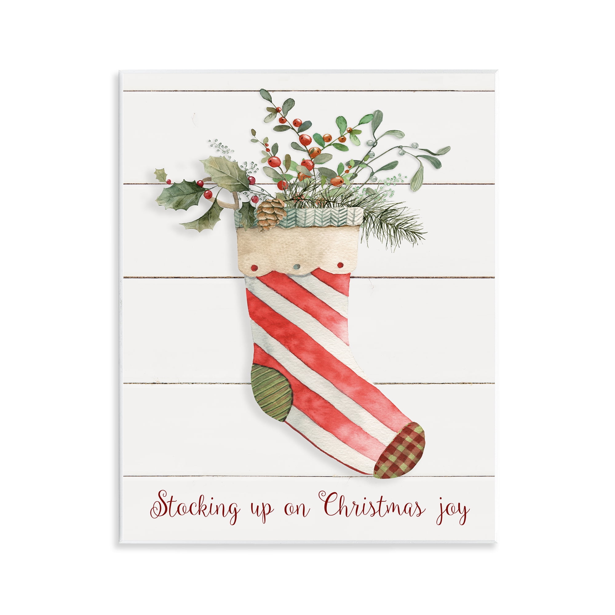 Stupell Industries Stocking Up On Christmas Holiday Painting Unframed Art Prints Wall Art, 11 x 14