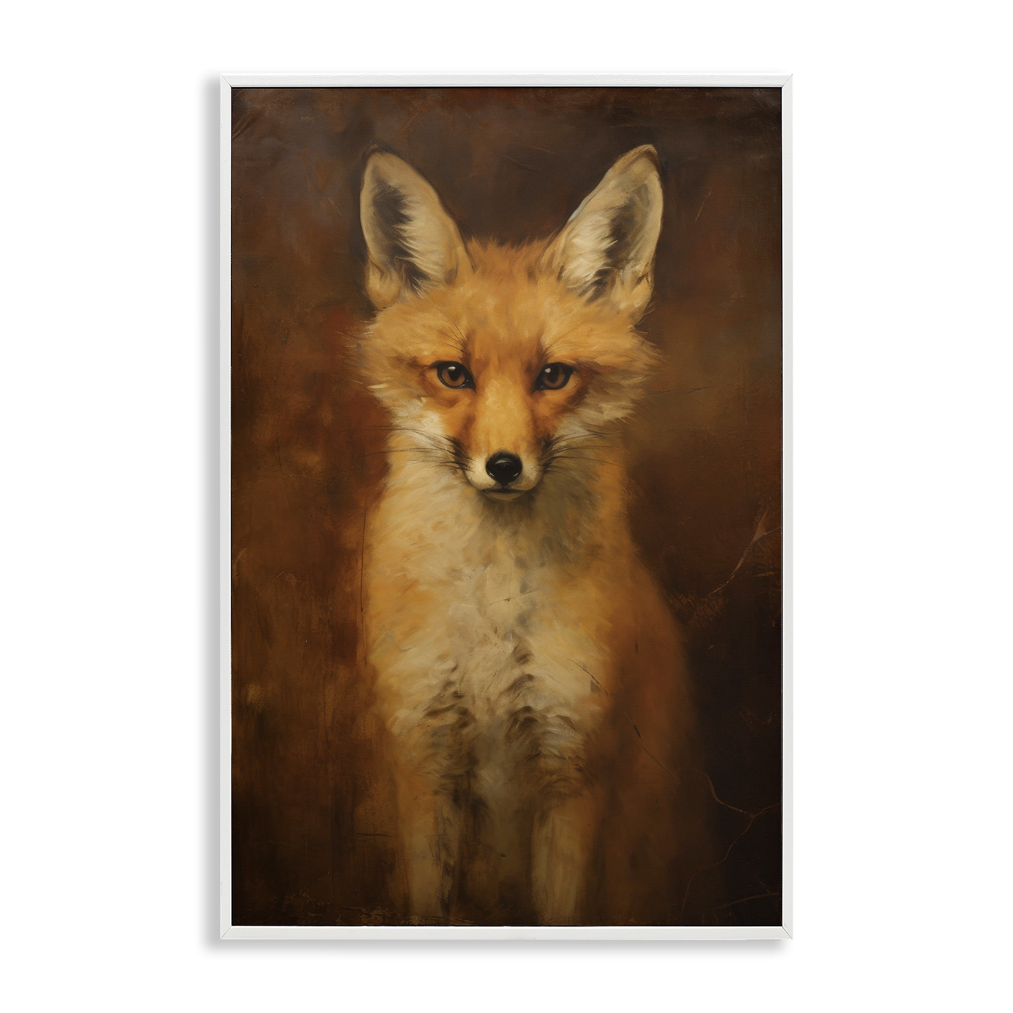 Stupell Industries Stoic Baby Fox Animals & Insects Painting White Framed Art Print Wall Art, 16 x 24