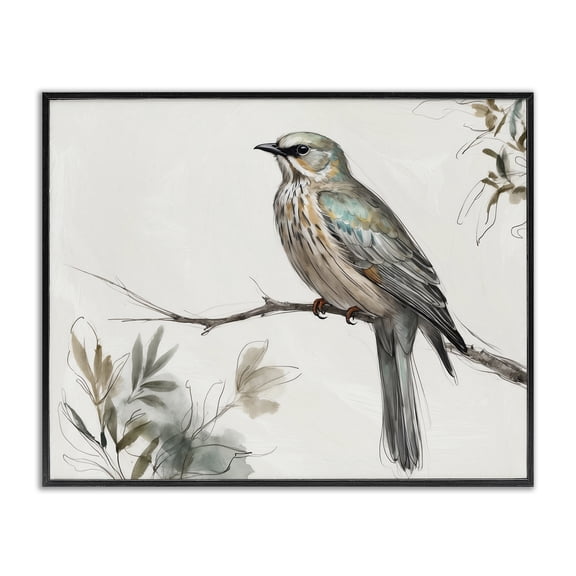 Stupell Industries Stoic Bird Wildlife Study Animals Painting Black Framed Art Print Wall Art, 14 x 11