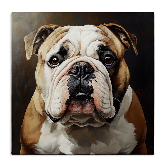 Stupell Industries Stoic Bulldog Portrait Animals Painting Wrapped Canvas Canvas Art Print Wall Art, 24 x 24