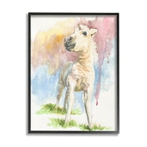 Stupell Industries Stoic Fantasy Unicorn Pastel Dripping Watercolor Detail Graphic Art Black Framed Art Print Wall Art, Design by Jennifer Redstreake