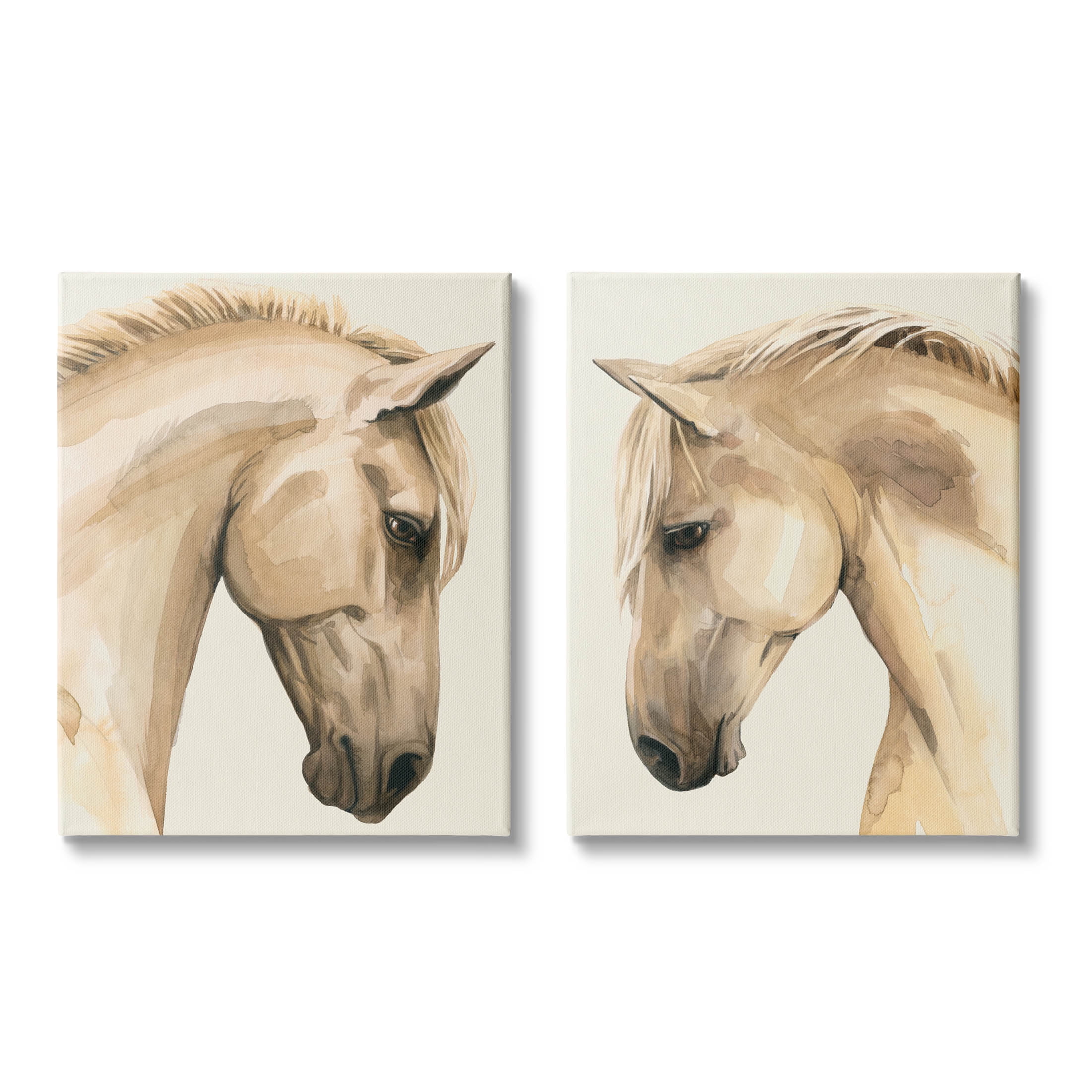 Stupell Industries Stoic Farm Horse Portrait Graphic Art Gallery Wrapped Canvas Print Wall Art, Set of 2, Design by Grace Popp