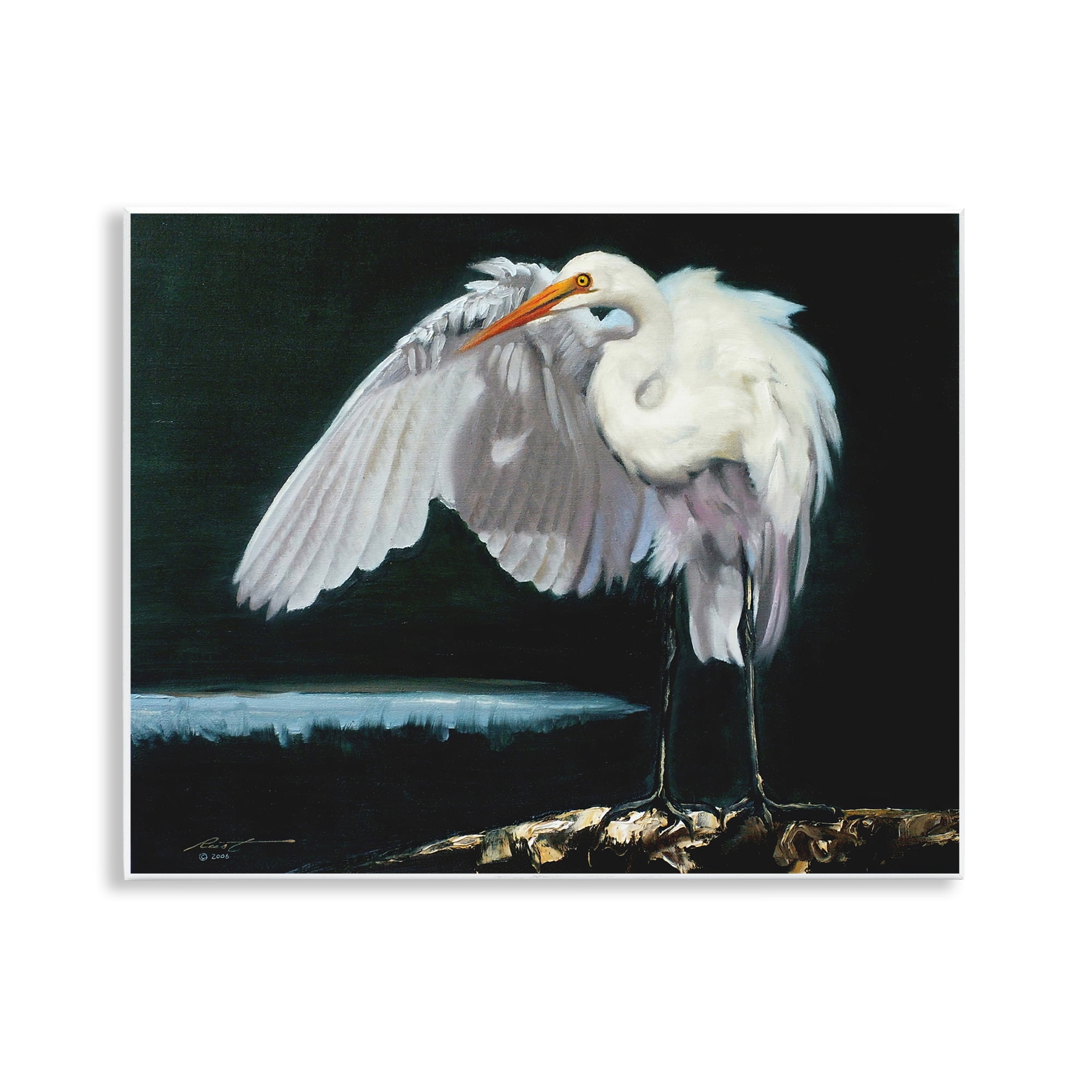 Stupell Industries Stoic Heron Standing Animals & Insects Painting Unframed Art Print Wall Art, 14 x 11