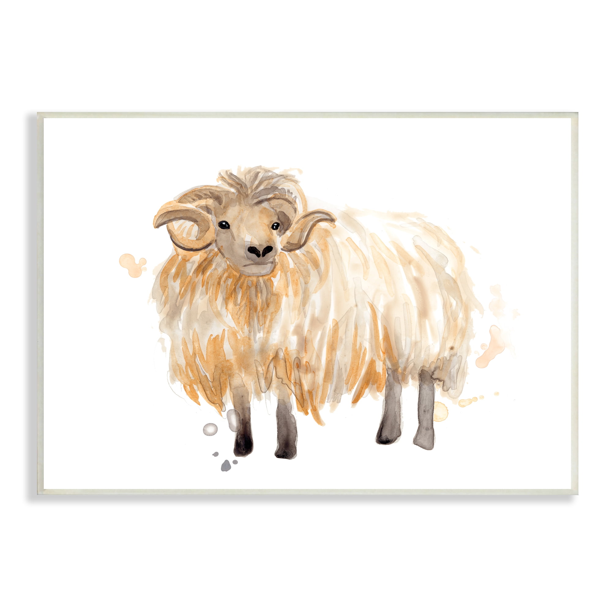 Stupell Industries Stoic Highland Mountain Goat Curved Horn Ram, 10 x 15, Designed by June Erica Vess