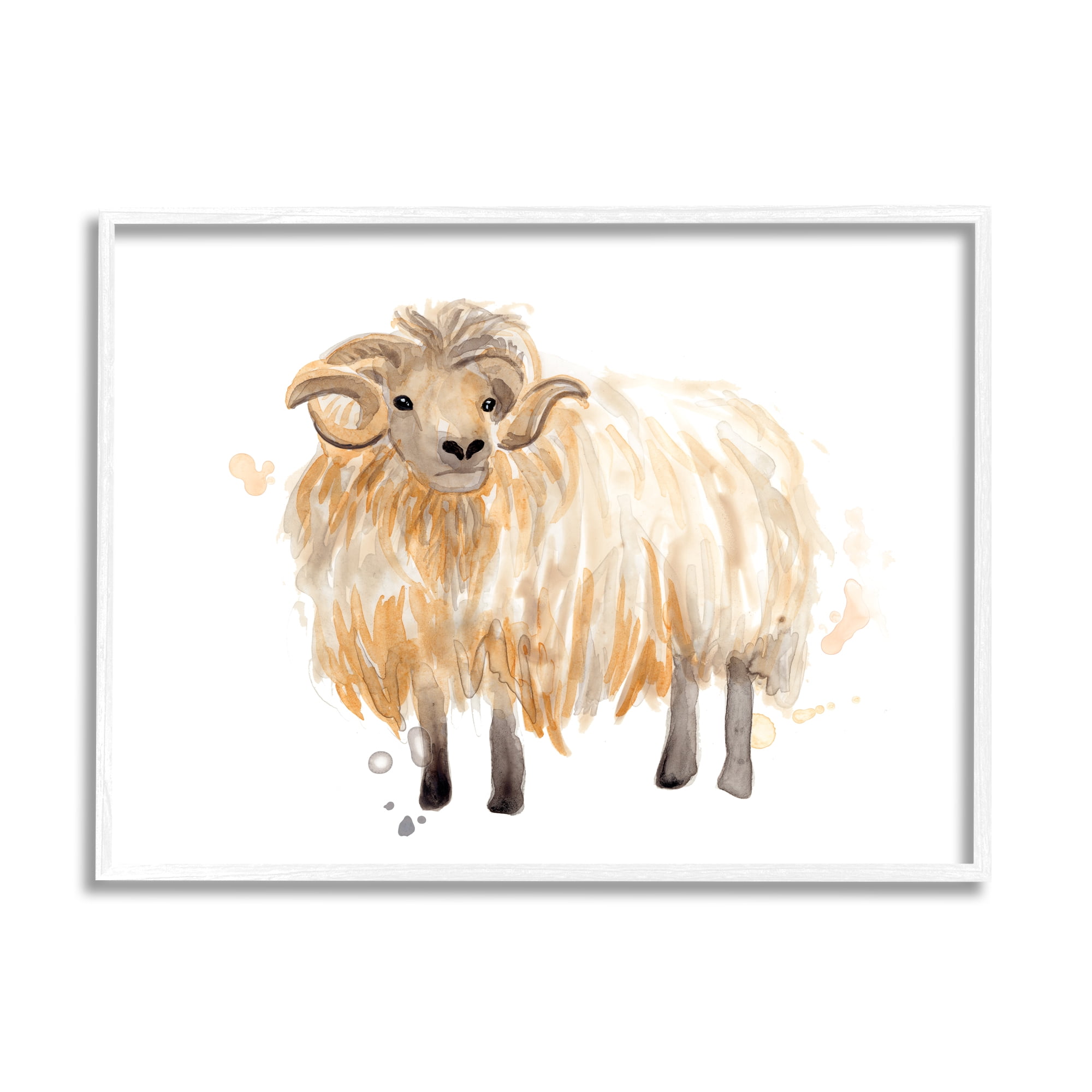 Stupell Industries Stoic Highland Mountain Goat Curved Horn Ram, 11 x 14, Designed by June Erica Vess