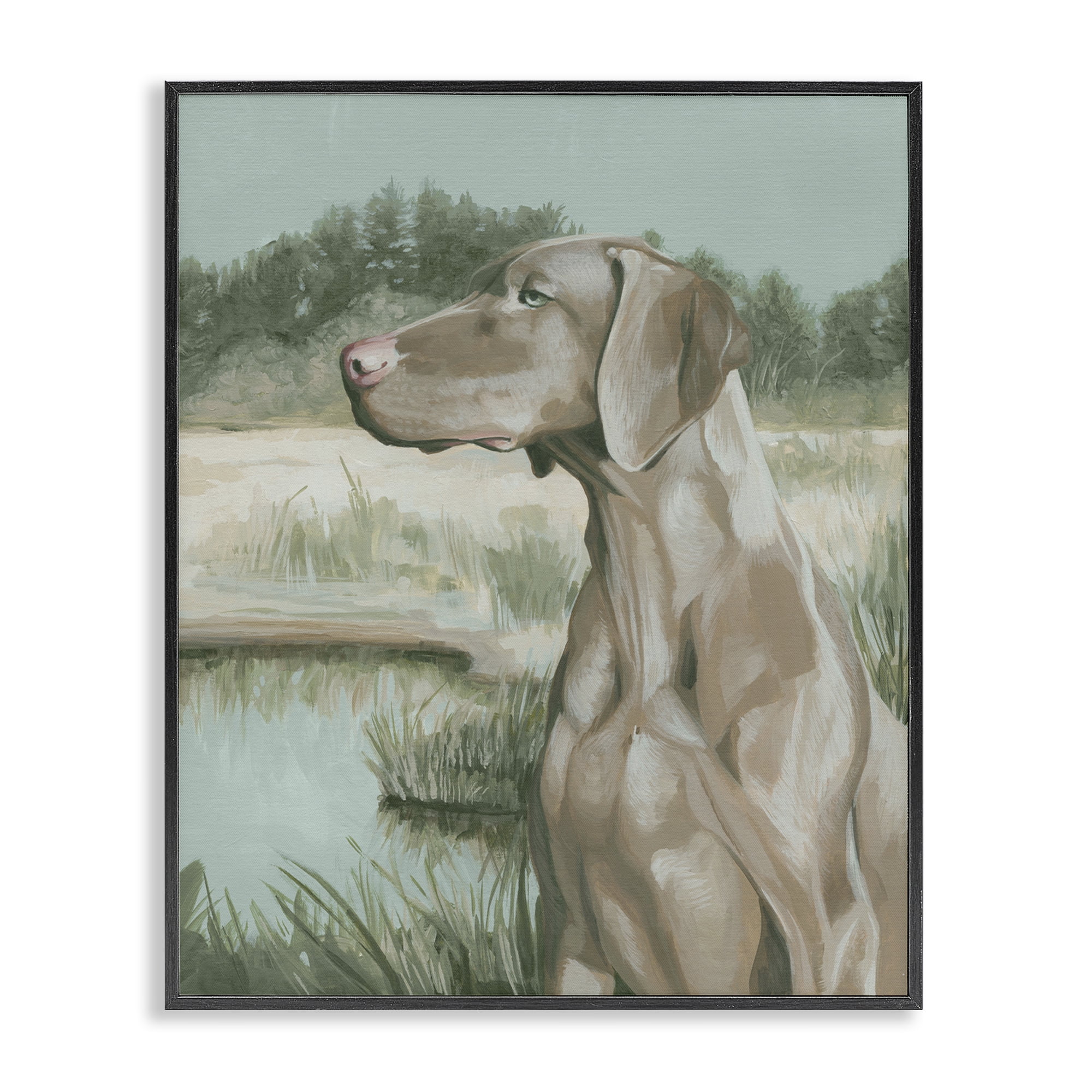 Stupell Industries Stoic Labrador Landscape Animals & Insects Painting Black Framed Art Print Wall Art, 11 x 14