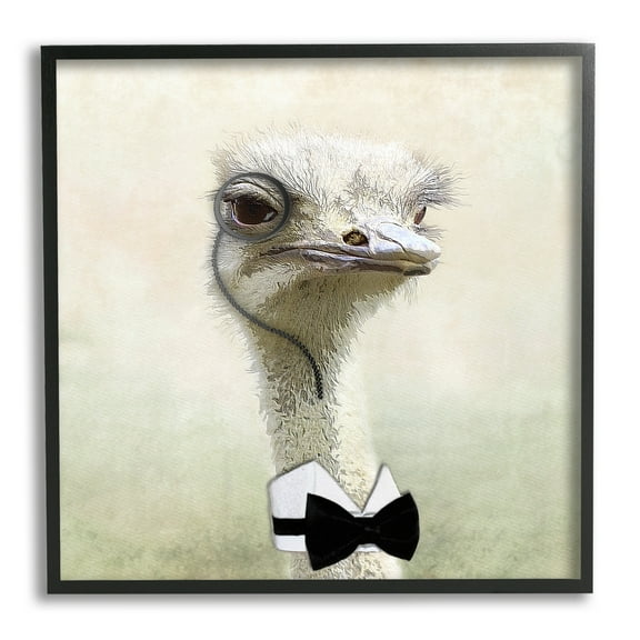 Stupell Industries Stoic Ostrich Bowtie & Monocle Animals & Insects Painting Black Framed Art Print Wall Art
