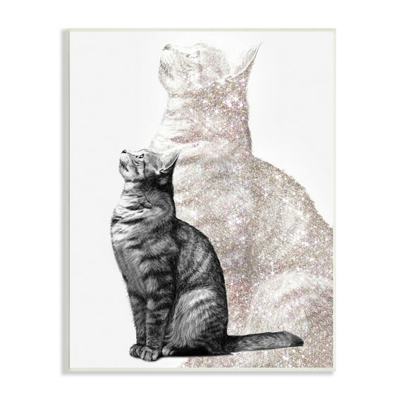 Stupell Industries Stoic Striped Cat Sitting Glam Sparkle Silhouette Graphic Art Unframed Art Print Wall Art, Design by Ziwei Li