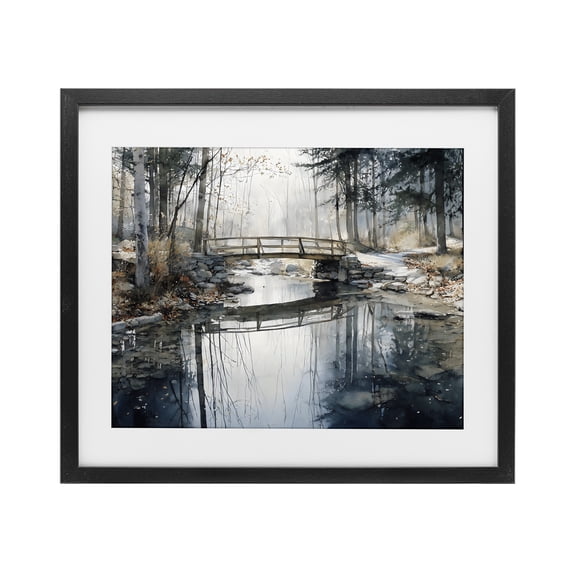 Stupell Industries Rustic Lodge Stone Bridge over Stream Black Framed Print Under Glass, 16 x 13, by Franklyn Gregory