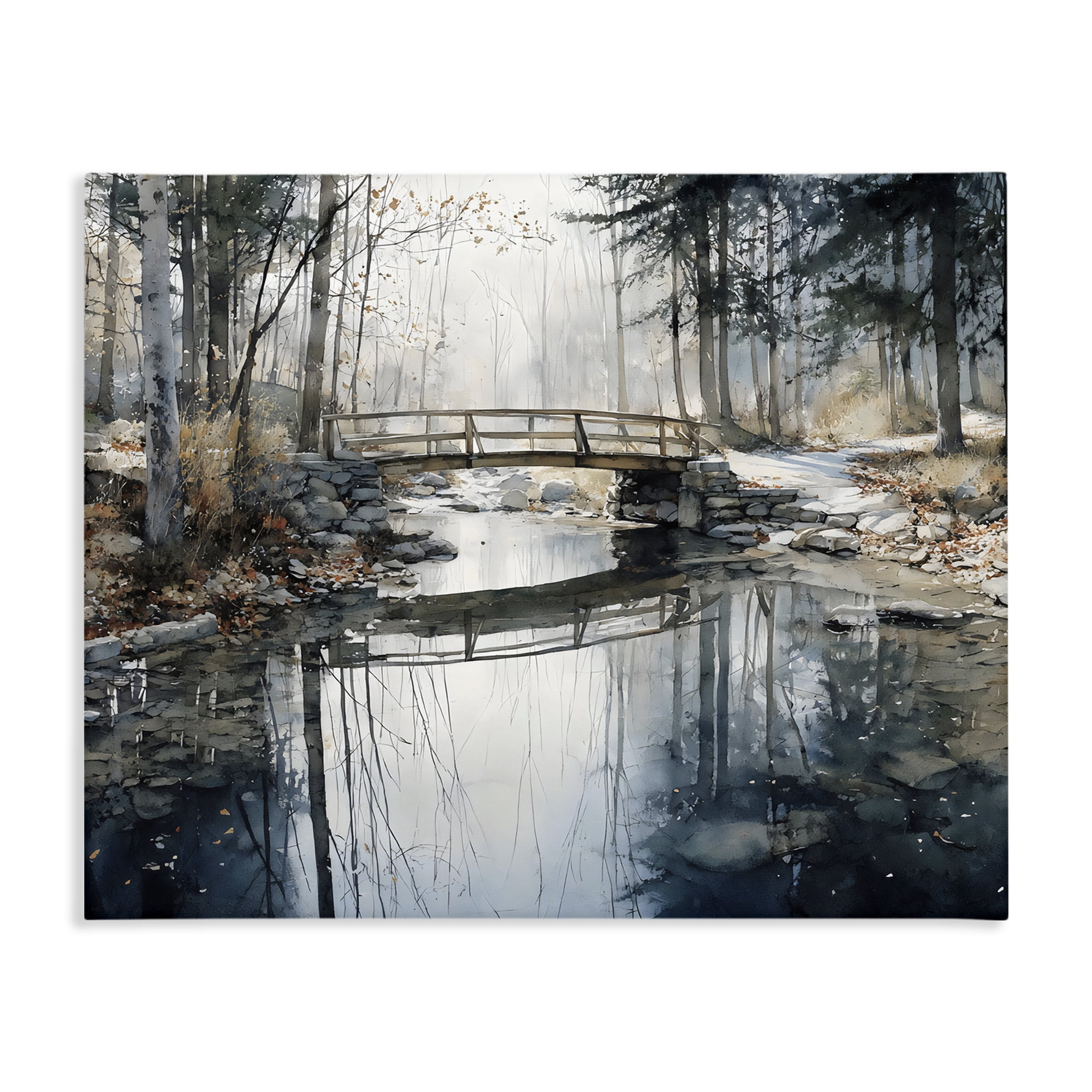 Stupell Industries Stone Bridge over Stream Canvas Wall Art, design by Franklyn Gregory
