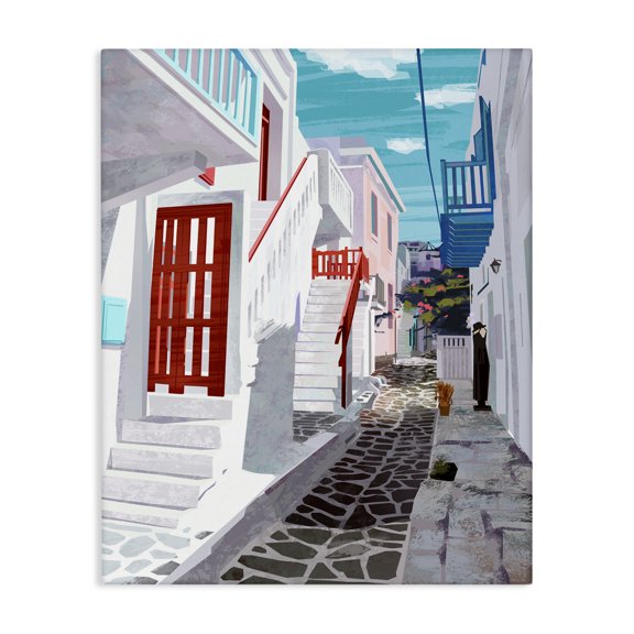 Stupell Industries Modern Stone Path Alleyway Nautical City Architecture Quiet Street Canvas Art, 24 x 30, by Ziwei Li