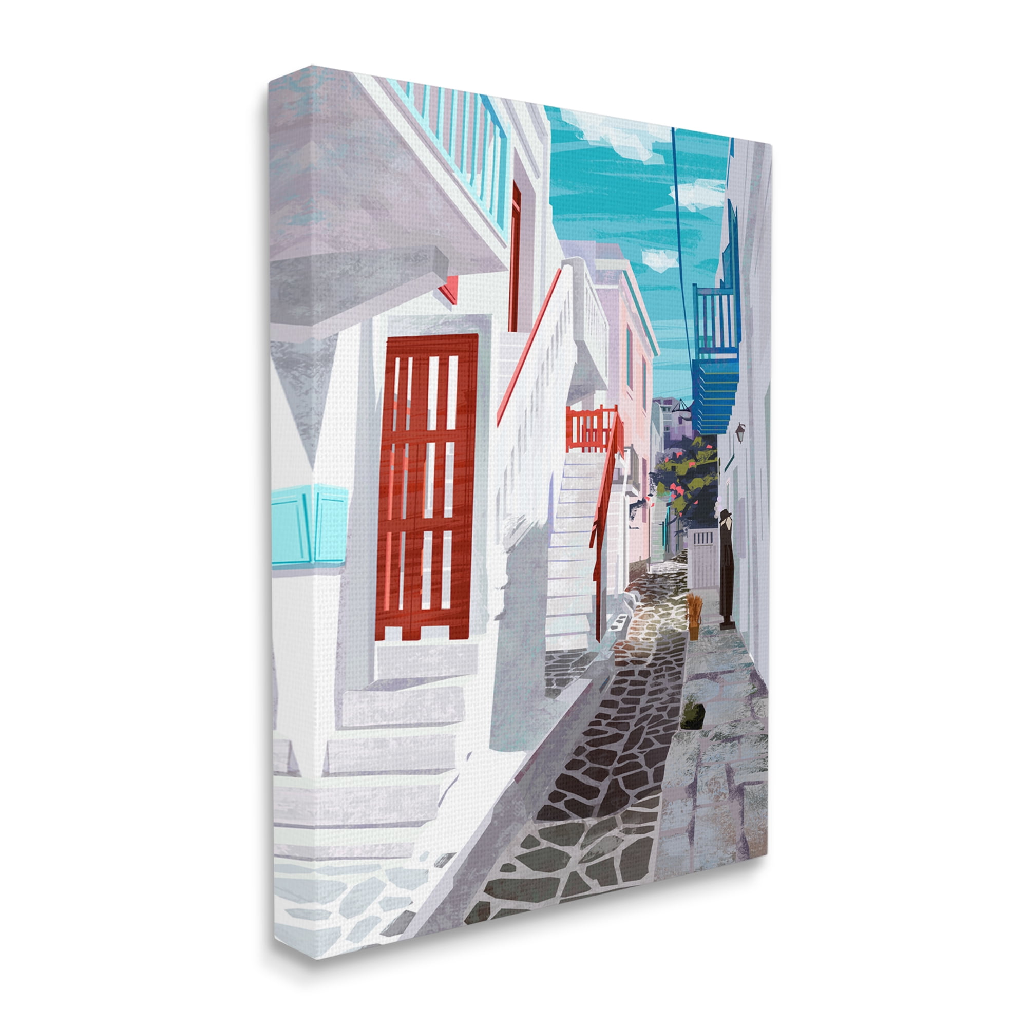 Stupell Industries Stone Path Alleyway Nautical City Architecture Quiet Street Tropical Painting Gallery-Wrapped Canvas Print Wall Art, 30 x 40, Design by Ziwei Li