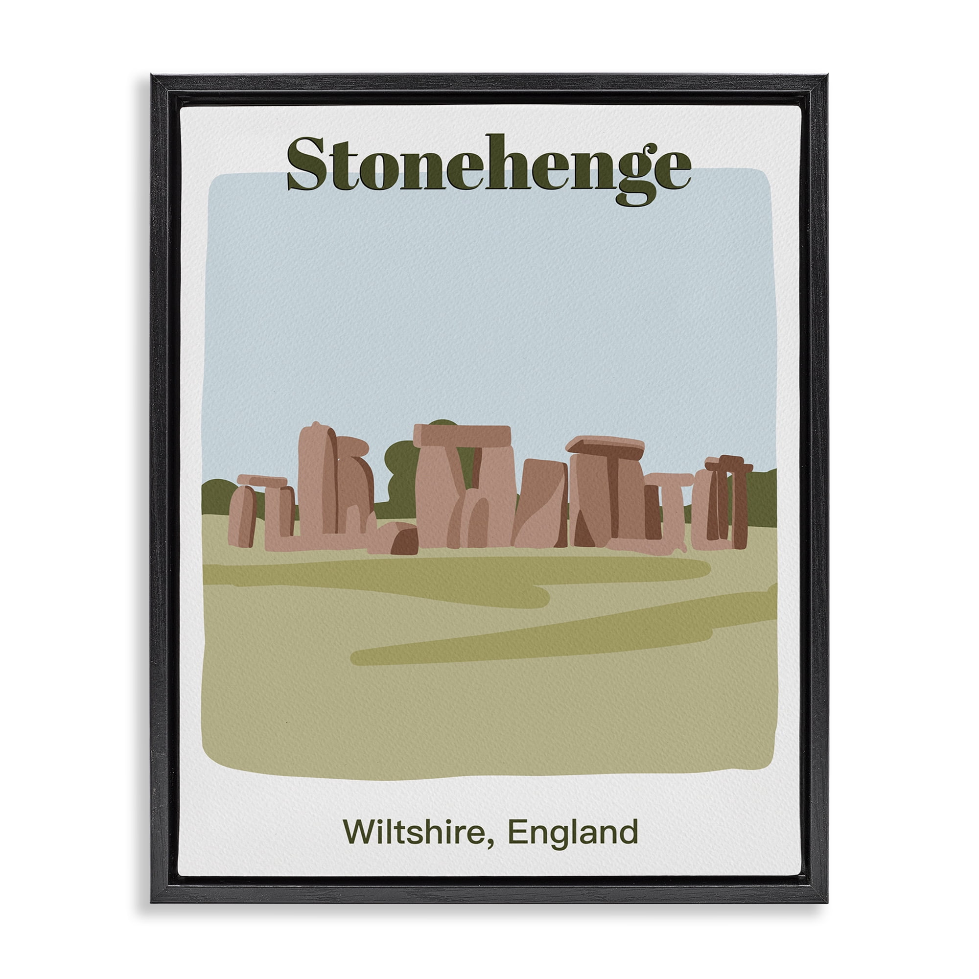 Stupell Industries Stonehenge Landmark Architecture Town & City Painting Black Floater Framed Art Print Wall Art, 17 x 21