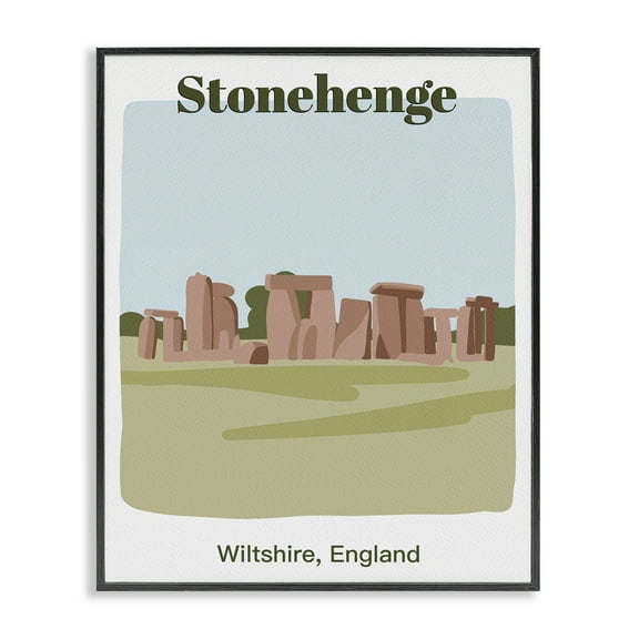 Stupell Industries Stonehenge Landmark Architecture Town & City Painting Black Framed Art Print Wall Art, 11 x 14