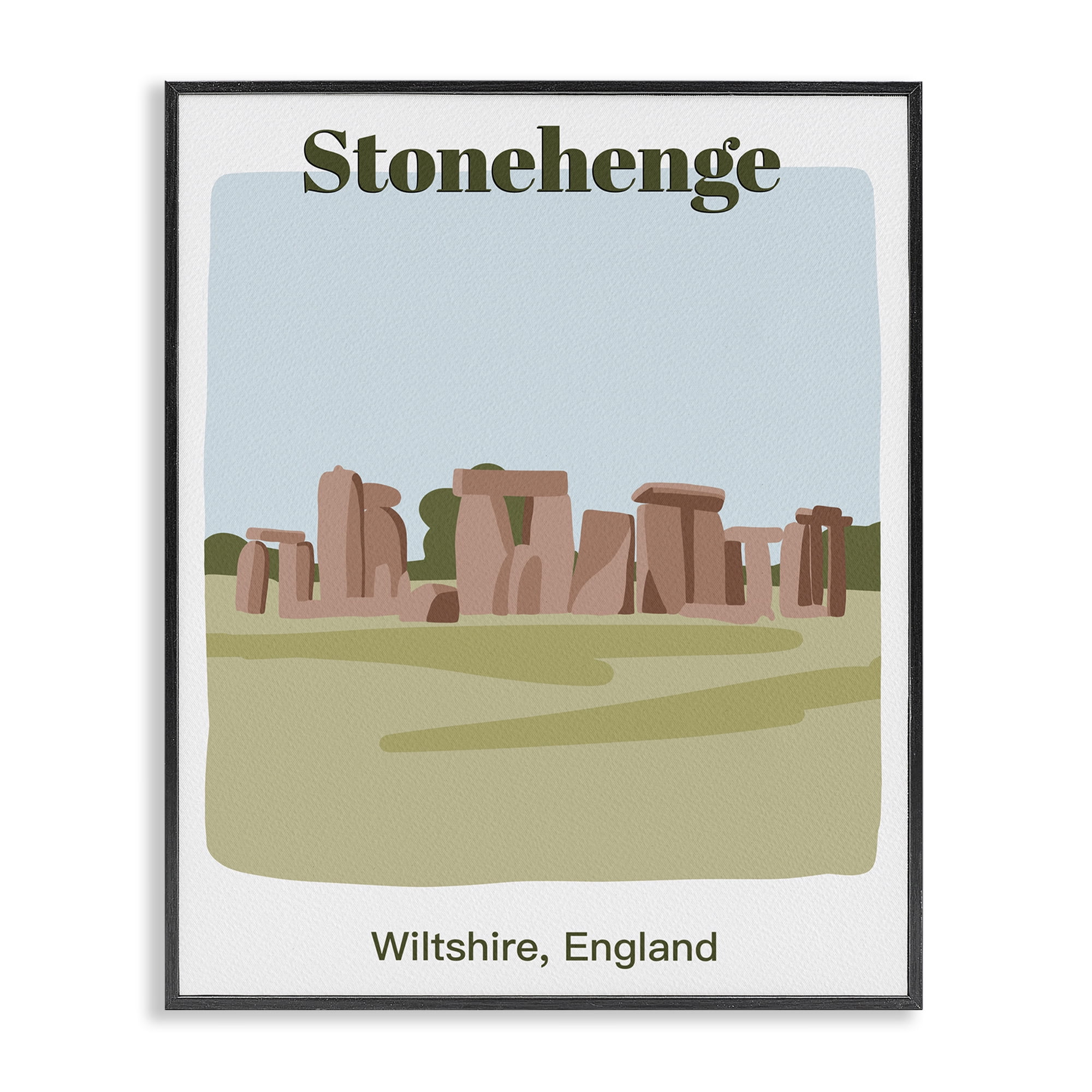 Stupell Industries Stonehenge Landmark Architecture Town & City Painting Black Framed Art Print Wall Art, 16 x 20