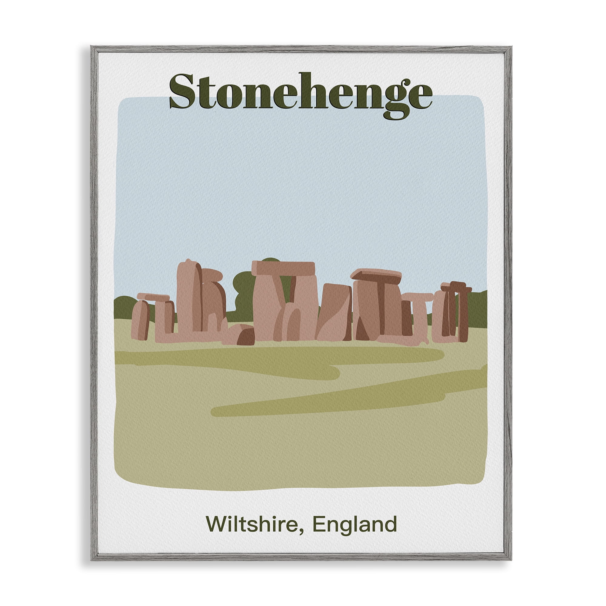 Stupell Industries Stonehenge Landmark Architecture Town & City Painting Gray Framed Art Print Wall Art, 11 x 14