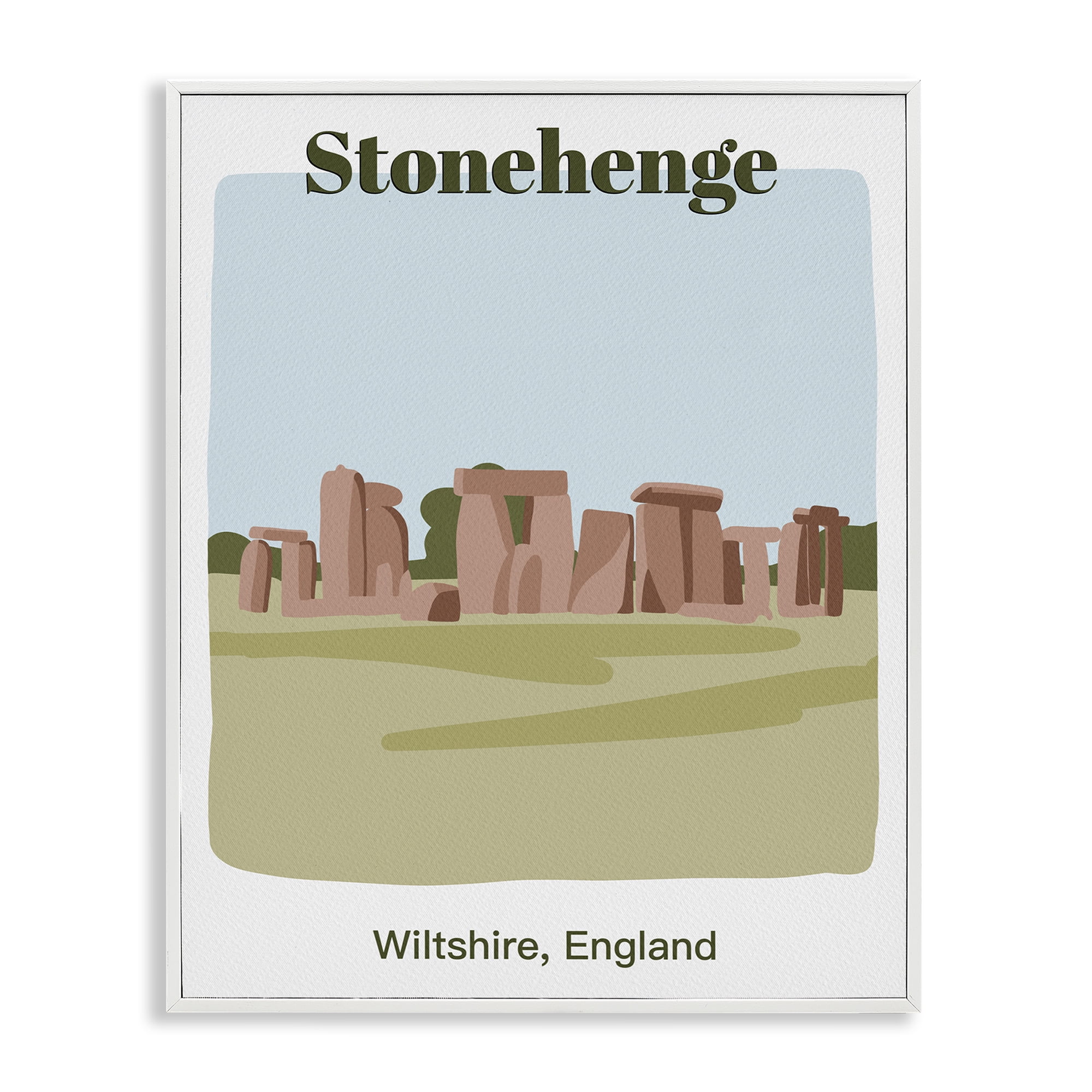 Stupell Industries Stonehenge Landmark Architecture Town & City Painting White Framed Art Print Wall Art, 11 x 14