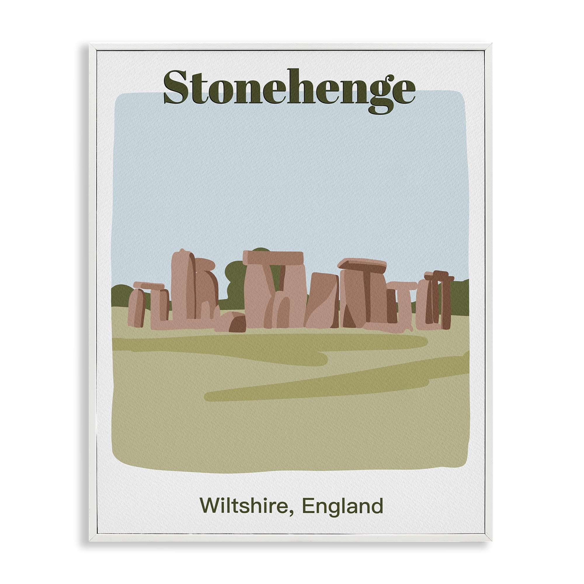 Stupell Industries Stonehenge Landmark Architecture Town & City Painting White Framed Art Print Wall Art, 24 x 30
