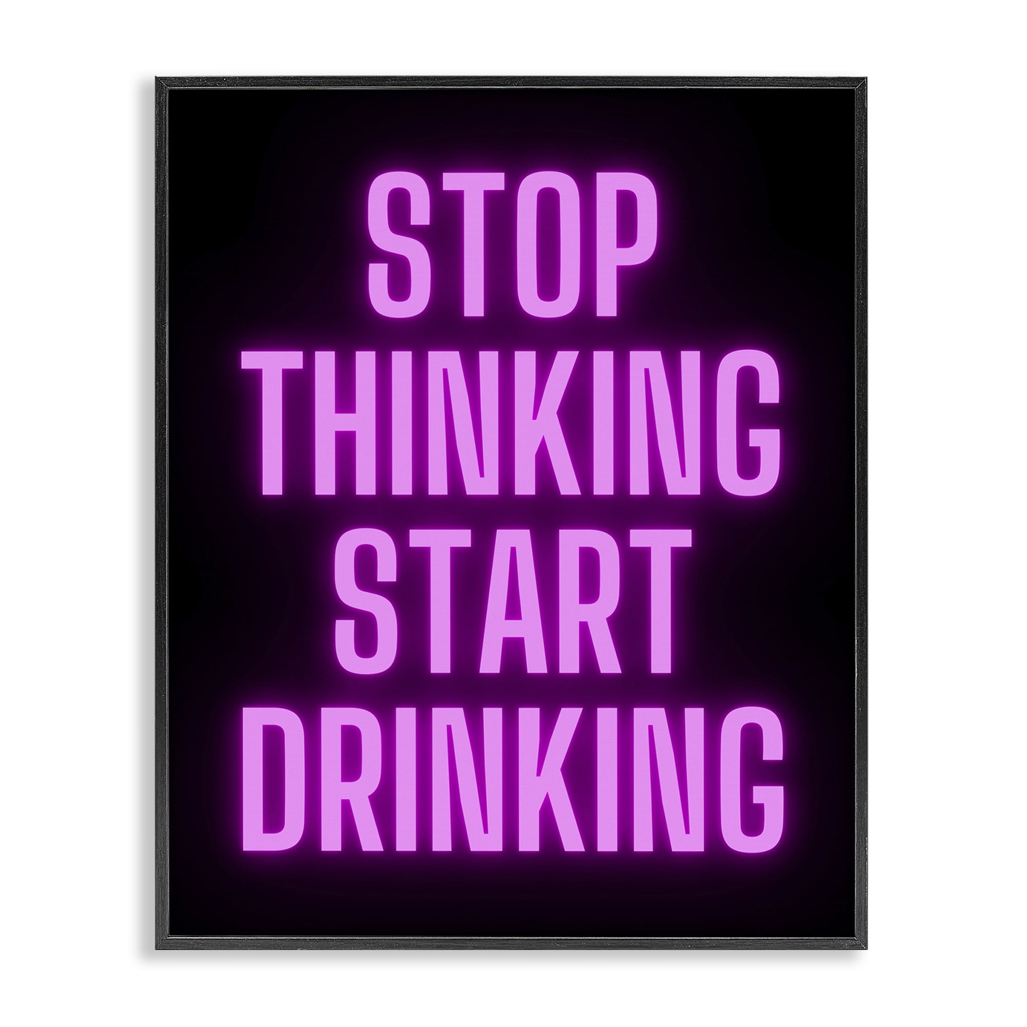 Stupell Industries Stop Thinking Start Drinking Text & Numbers Painting Black Framed Art Print Wall Art, 16 x 20