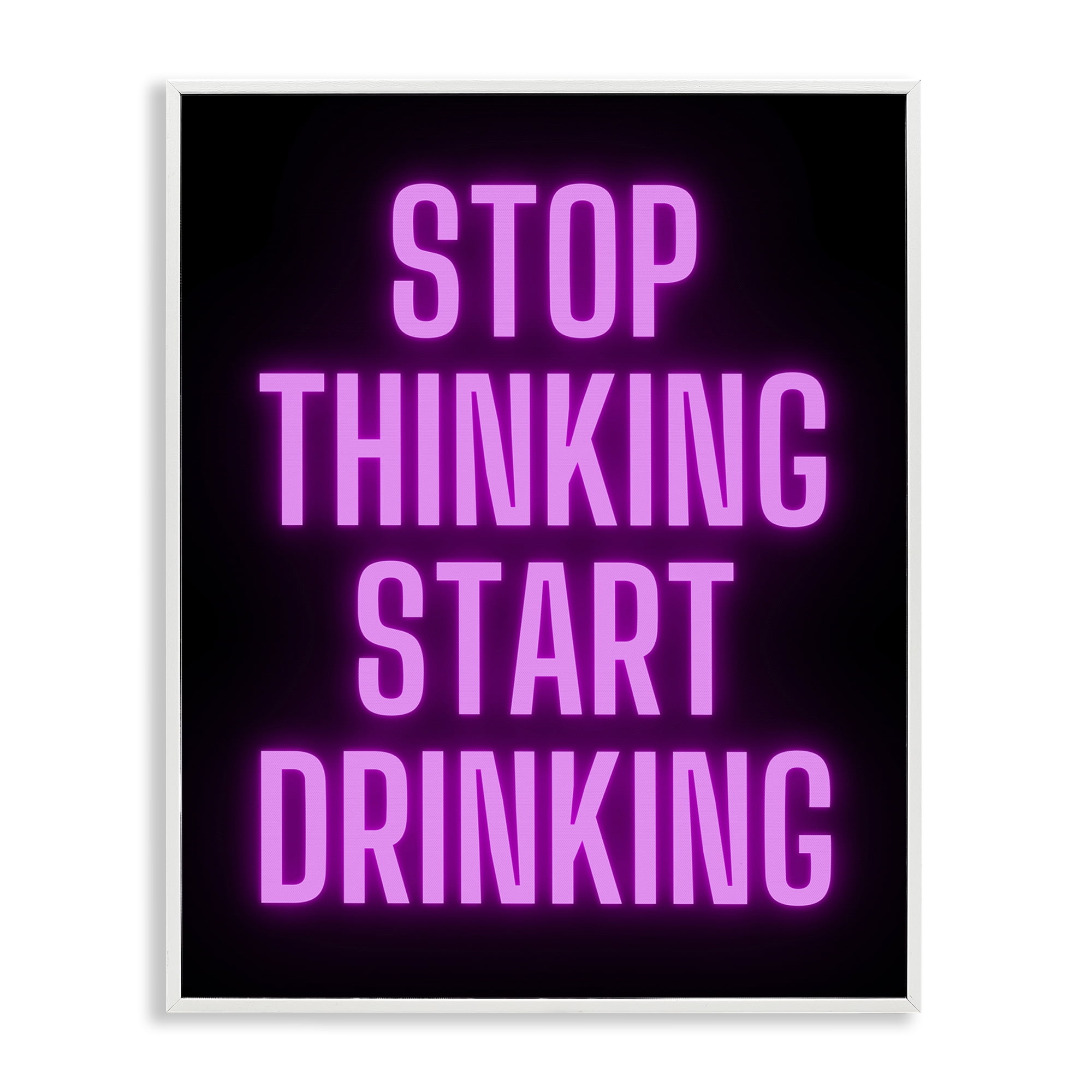 Stupell Industries Stop Thinking Start Drinking Text & Numbers Painting White Framed Art Print Wall Art, 24 x 30